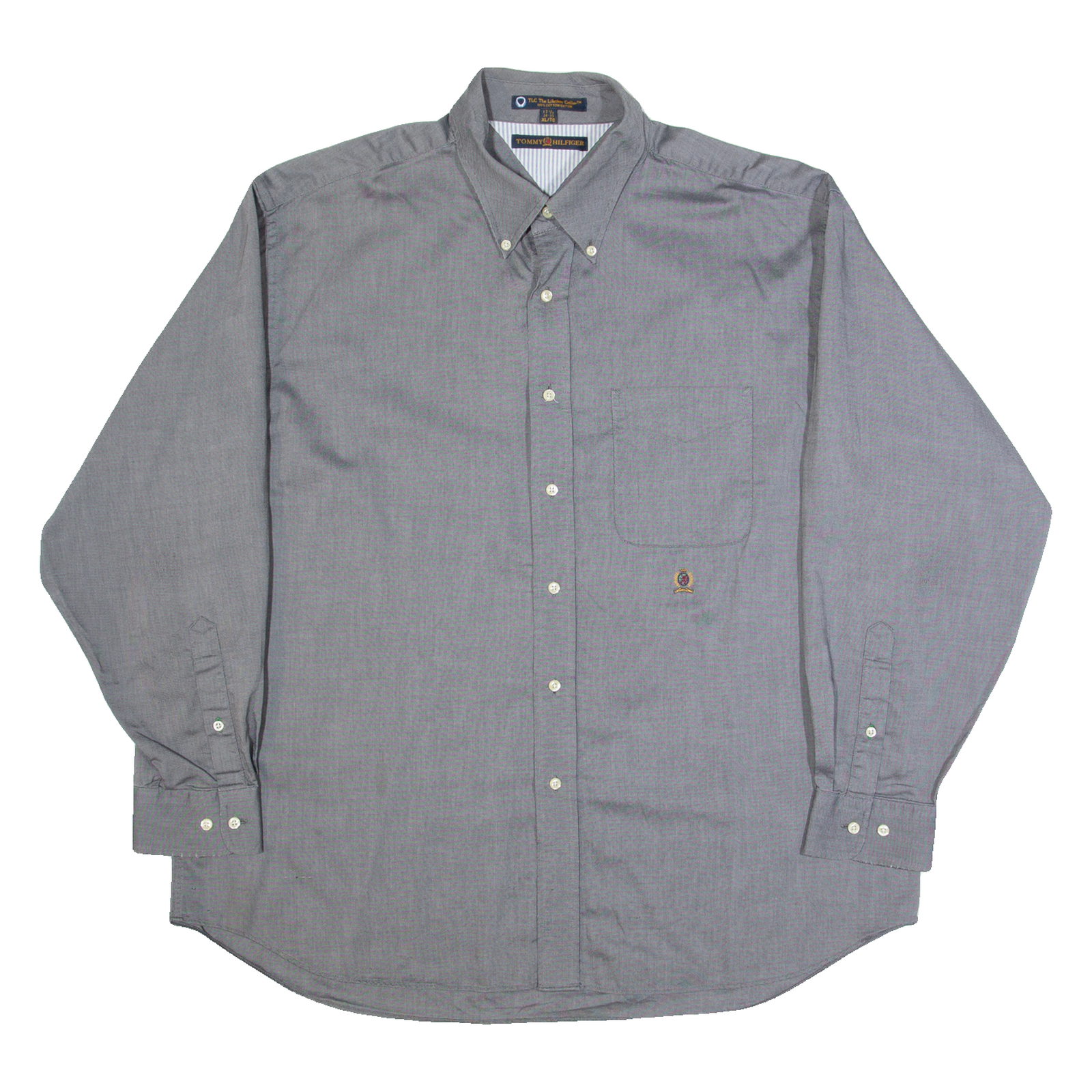 TOMMY HILFIGER Mens Plain Shirt Grey Long Sleeve XL Refurbished - N/A refurbished available on Cerqular