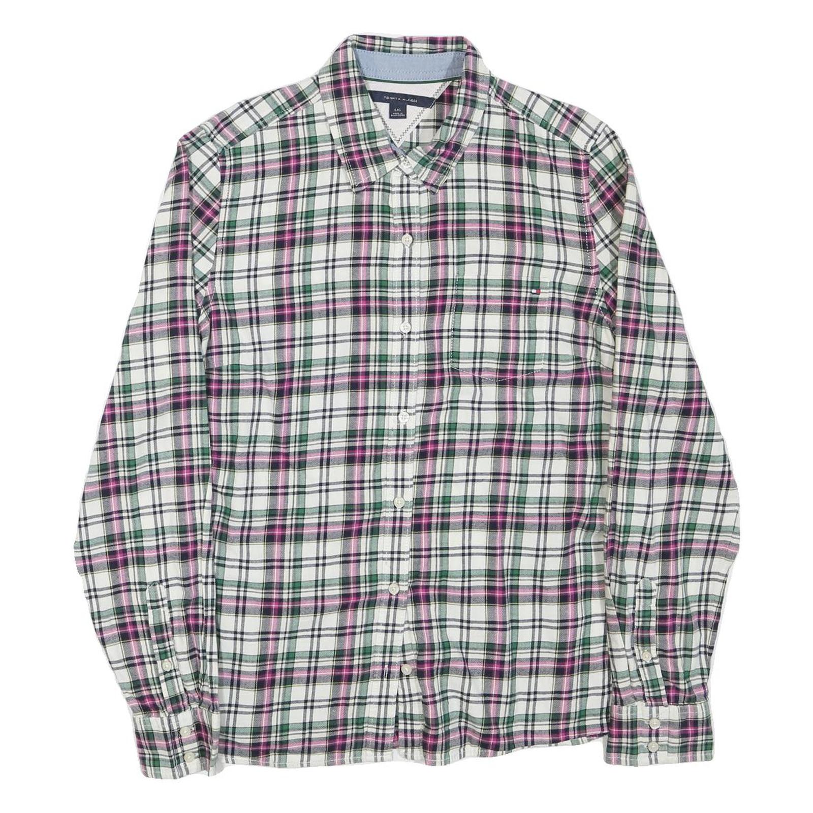Buy TOMMY HILFIGER Womens White Green Pink Checked Shirt L Casual Cotton Blend Refurbished - $35.09 TOMMY HILFIGER Womens White Green Pink Checked Shirt L Casual Cotton Blend Refurbished - N/A refurbished available on Cerqular