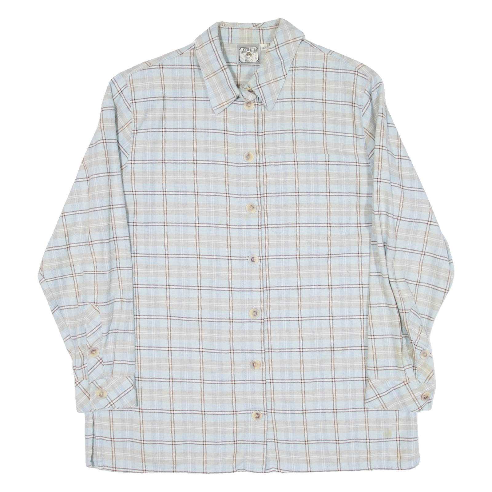 Womens Flannel Shirt Blue Check Long Sleeve M Refurbished - N/A refurbished available on Cerqular