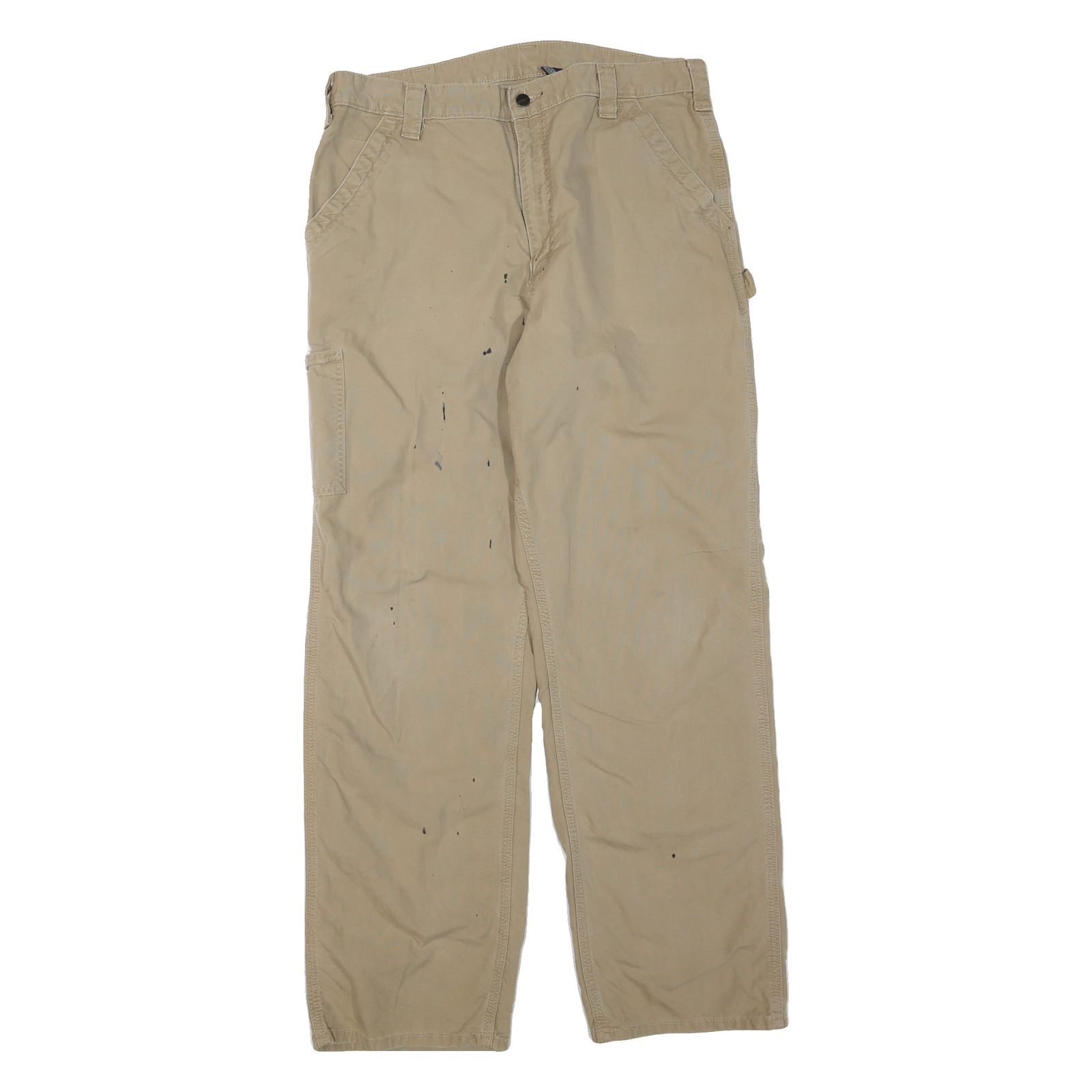 CARHARTT Mens Beige Regular Fit Straight Trousers Cotton Blend W38 L33 Workwear Refurbished - N/A refurbished available on Cerqular