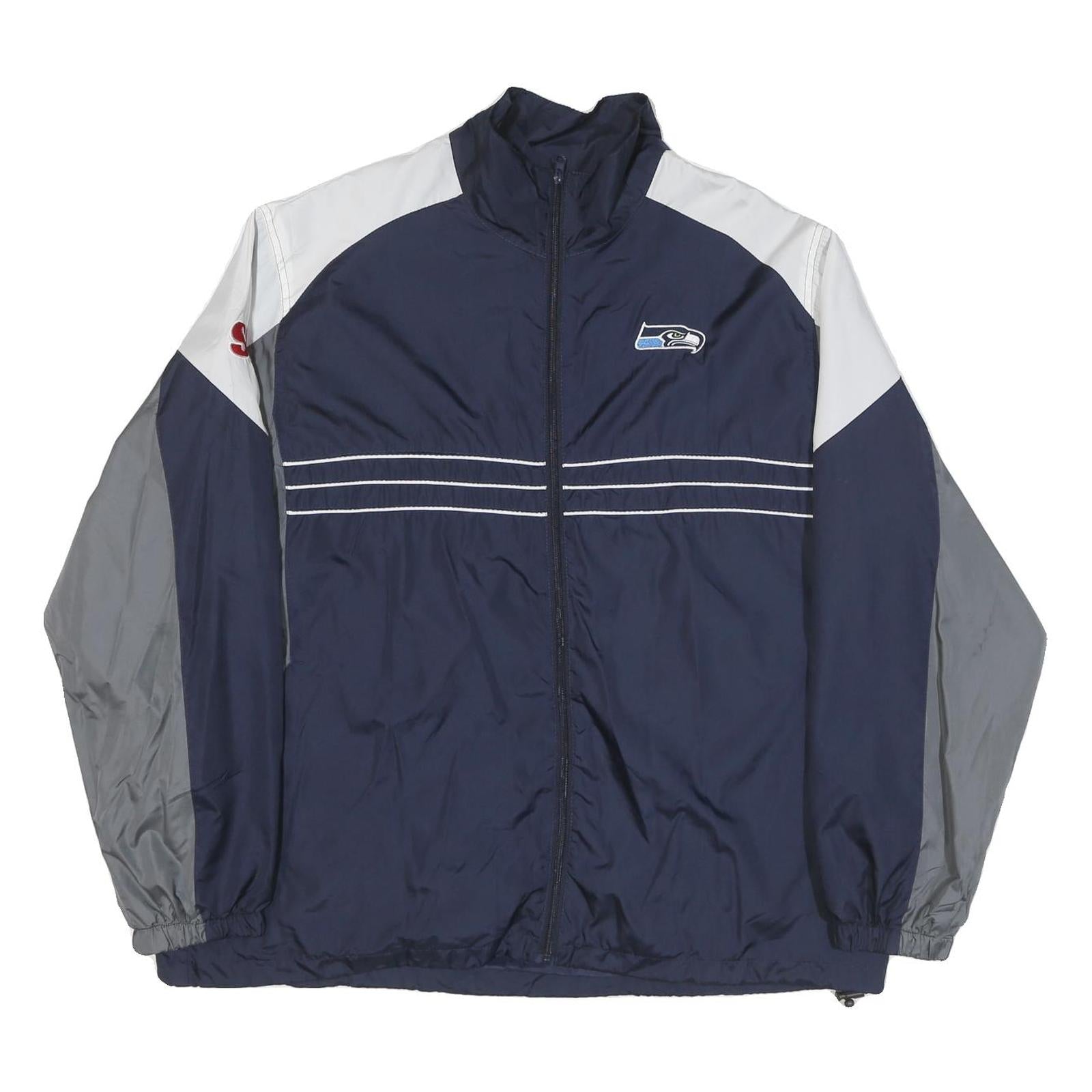NFL Mens Blue & Grey Zip Jacket L Polyester Blend Striped Sports Team Casual Refurbished - N/A refurbished available on Cerqular