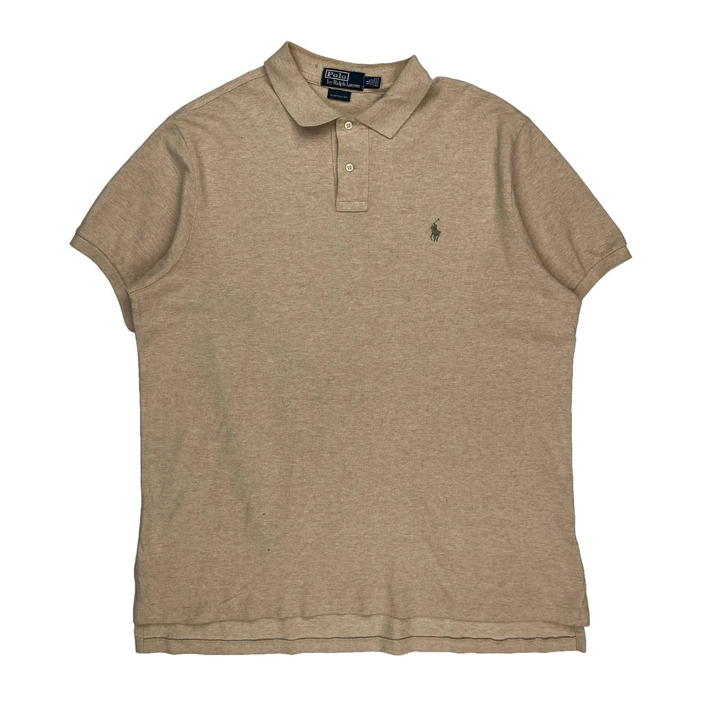 Polo By Ralph Lauren Polo Shirt - XL Beige Cotton Refurbished - Thrifted (note: this is a term often used to describe second- refurbished available on Cerqular