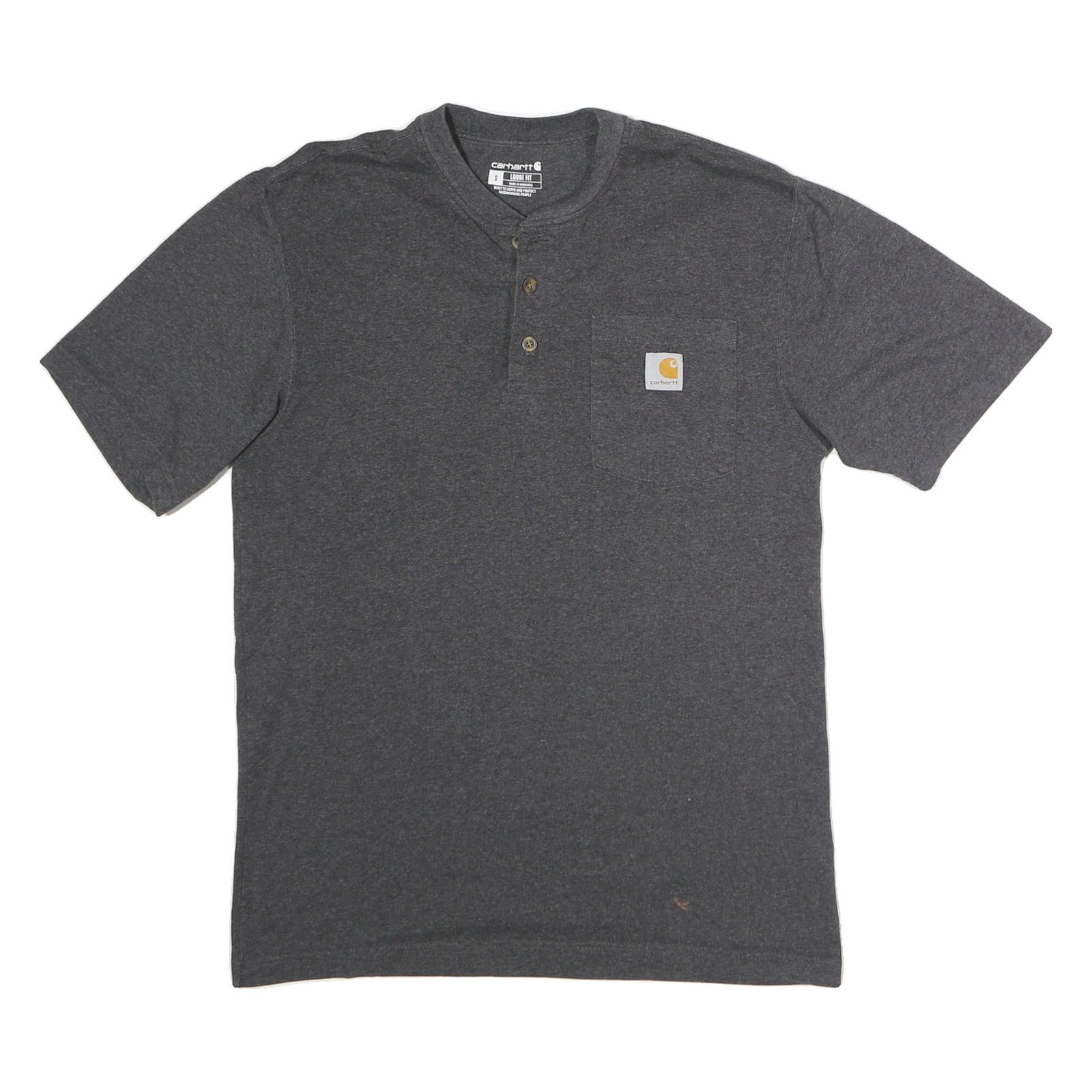 CARHARTT Mens Grey Short Sleeve Henley S Cotton Pocket T-Shirt Casual Refurbished - N/A refurbished available on Cerqular