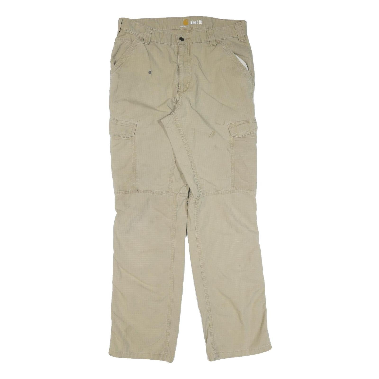 CARHARTT Mens Cotton Blend Beige Regular Straight Trousers W34 L34 Utility Refurbished - N/A refurbished available on Cerqular