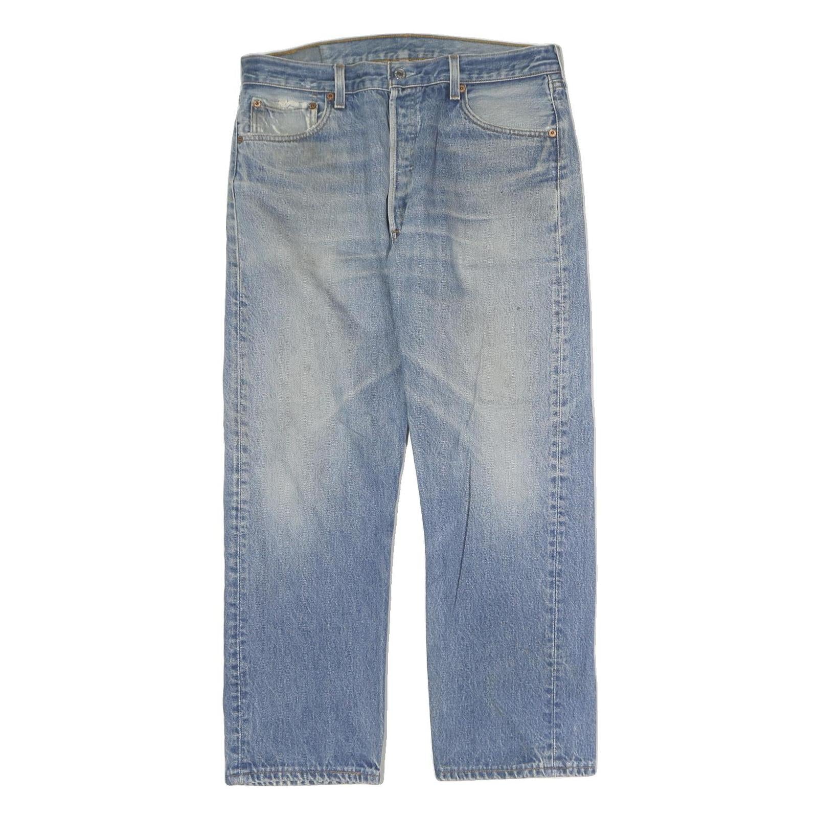 LEVI'S 501XX Mens Jeans Blue Regular Straight Denim Medium W34 L27 Classic Fit Refurbished - N/A refurbished available on Cerqular