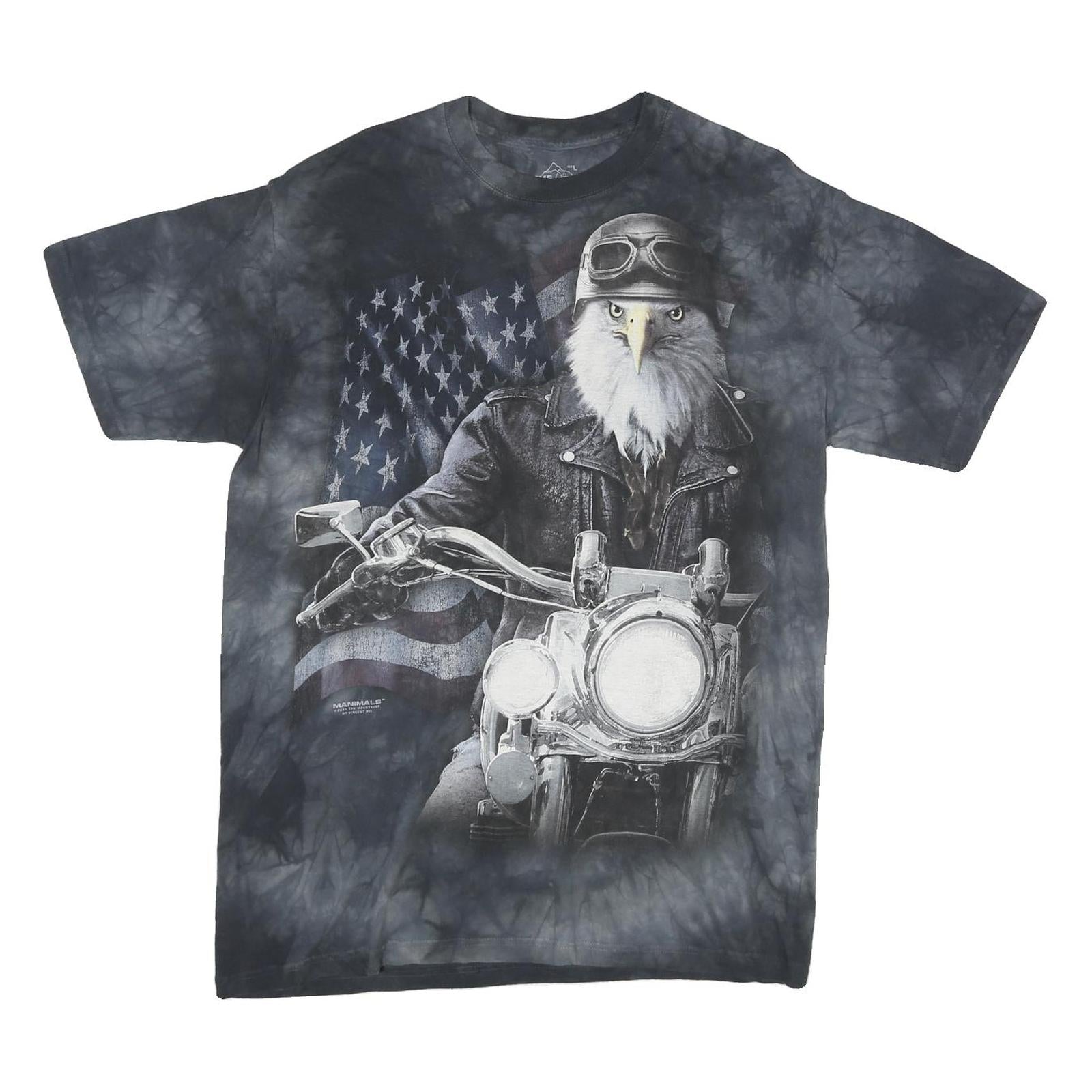 THE MOUNTAIN Mens Black Tie Dye Eagle Motorcycle T-Shirt L Short Sleeve Crew Refurbished - N/A refurbished available on Cerqular
