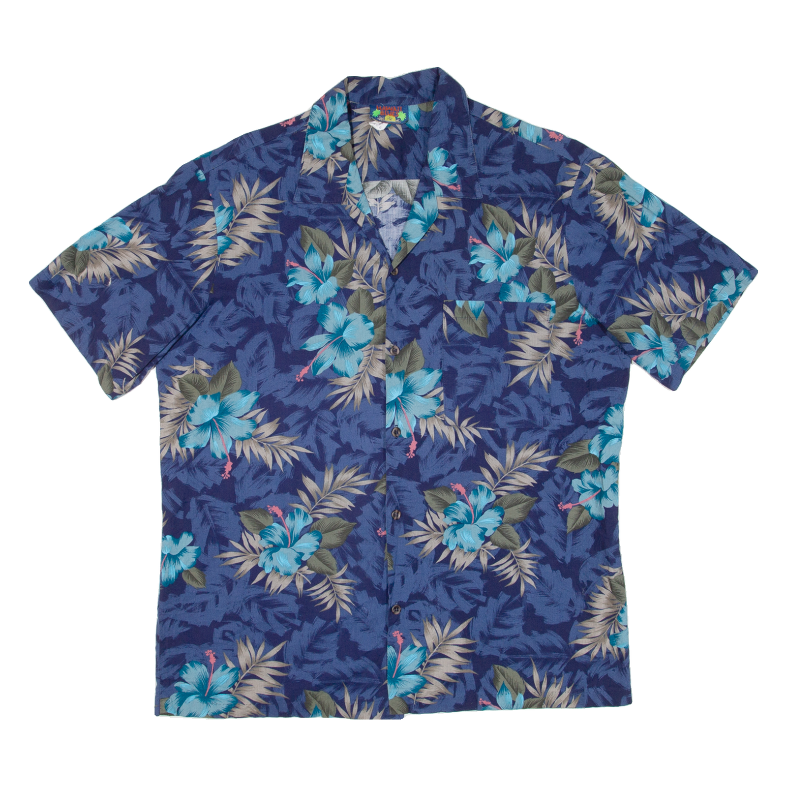 HAWAII BLUES Mens Hawaiian Shirt Blue Floral L Refurbished - N/A refurbished available on Cerqular