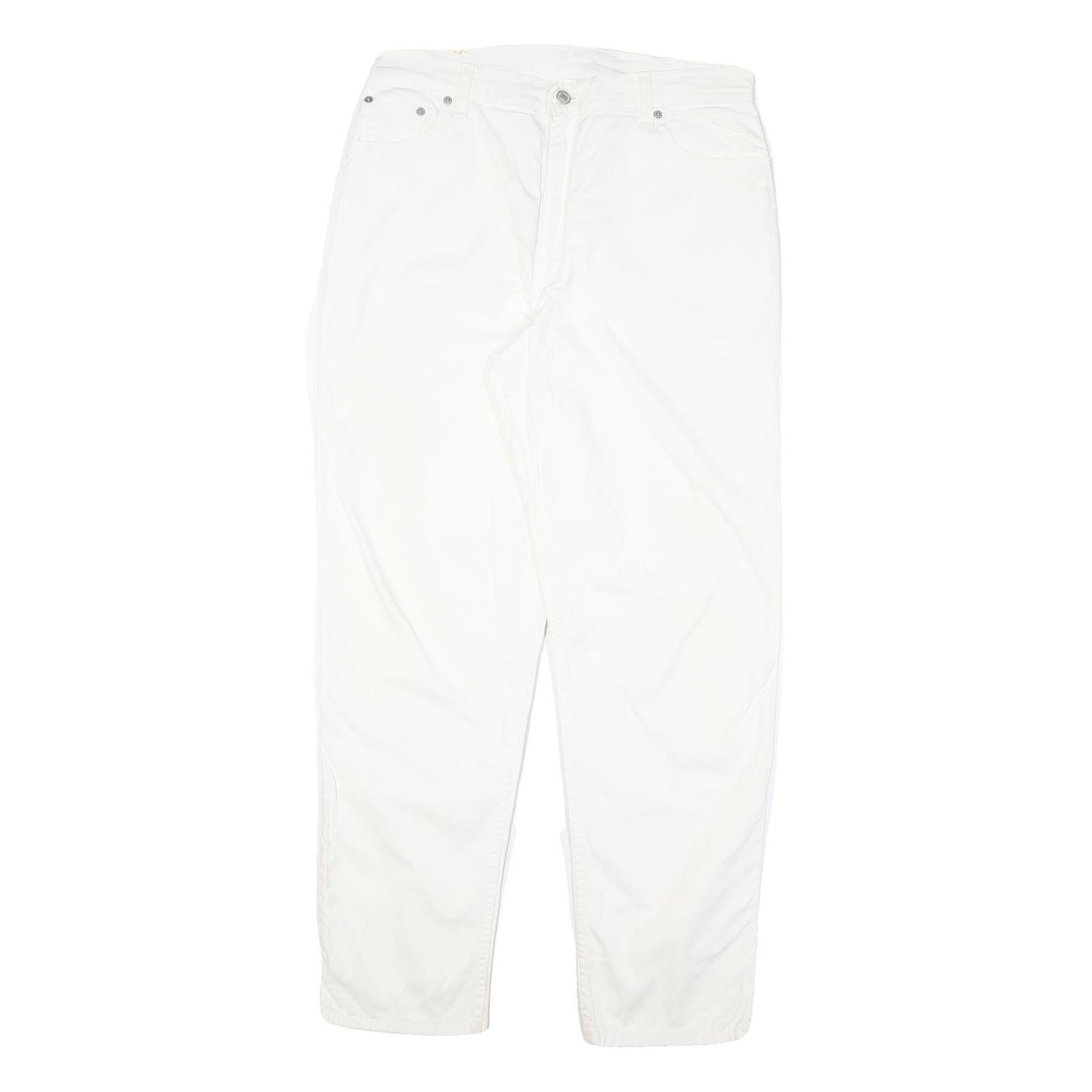 LEVI'S Womens Cotton Blend White Regular Fit Straight Leg Trousers W33 L31 Refurbished - N/A refurbished available on Cerqular