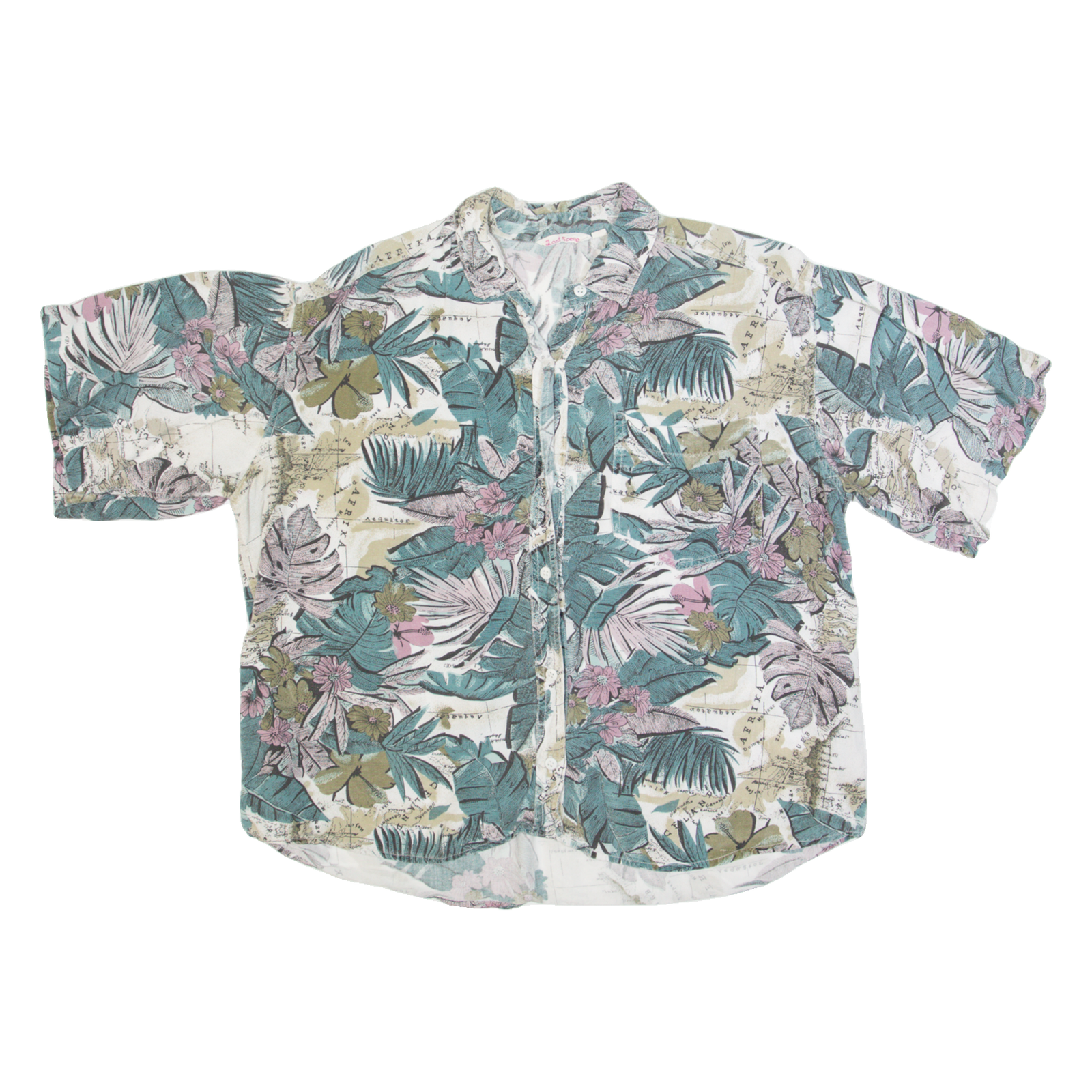 LAST SCENE Womens Shirt Green 90s Floral L Refurbished - N/A refurbished available on Cerqular