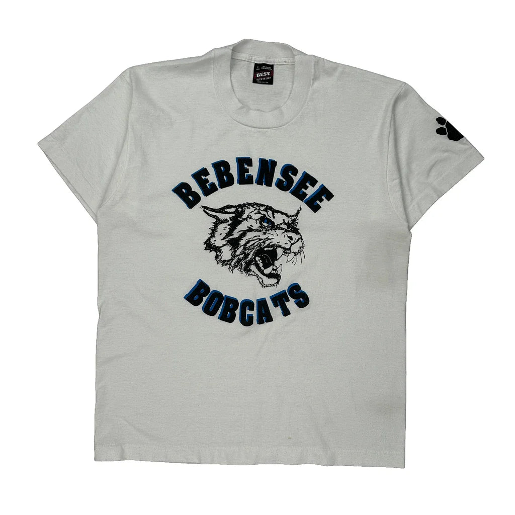 Bobcats Fruit Of The Loom College T-Shirt - Large White Cotton Blend Refurbished - Thrifted (note: this is a term often used to describe second- refurbished available on Cerqular