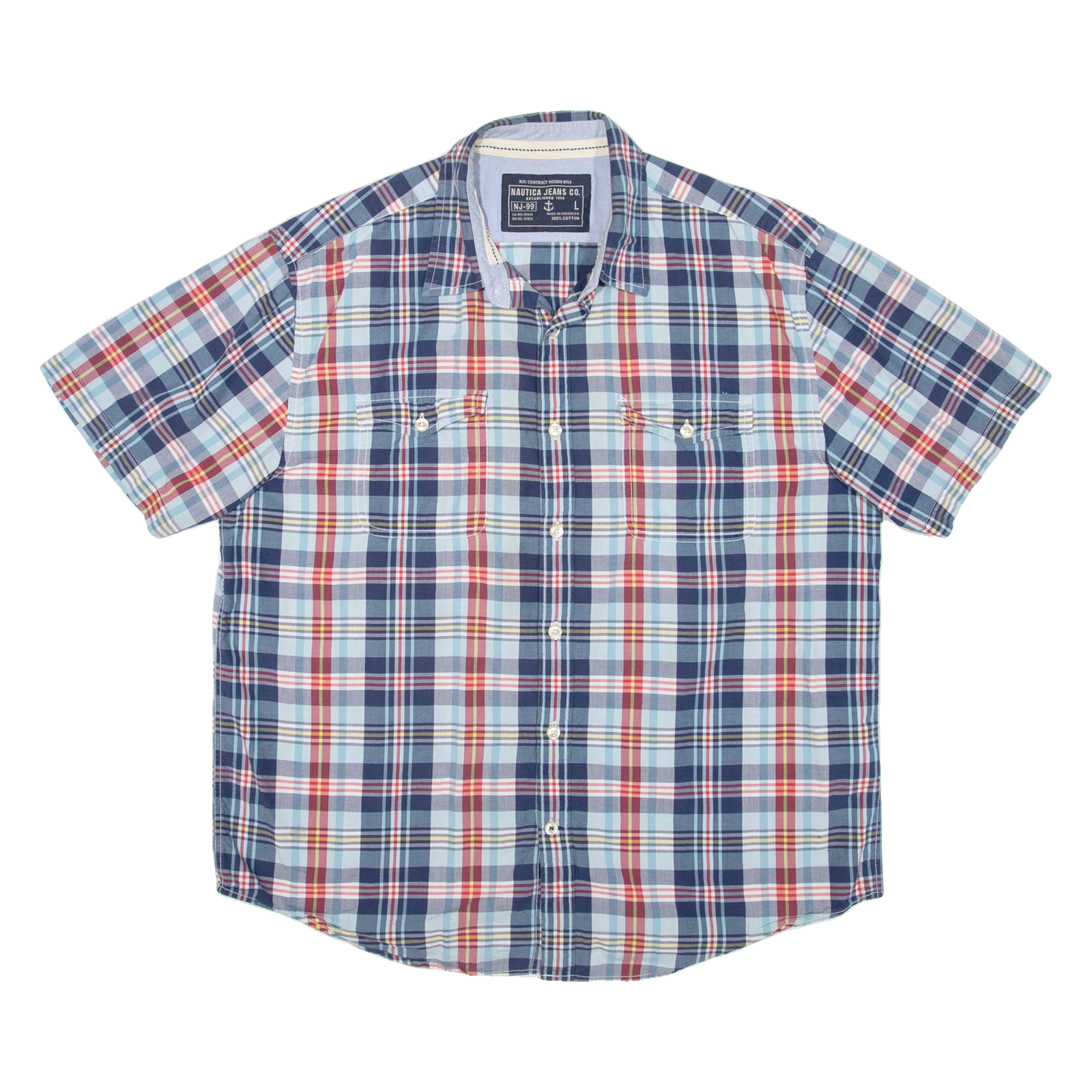 NAUTICA Mens Shirt Blue Check L Refurbished - N/A refurbished available on Cerqular