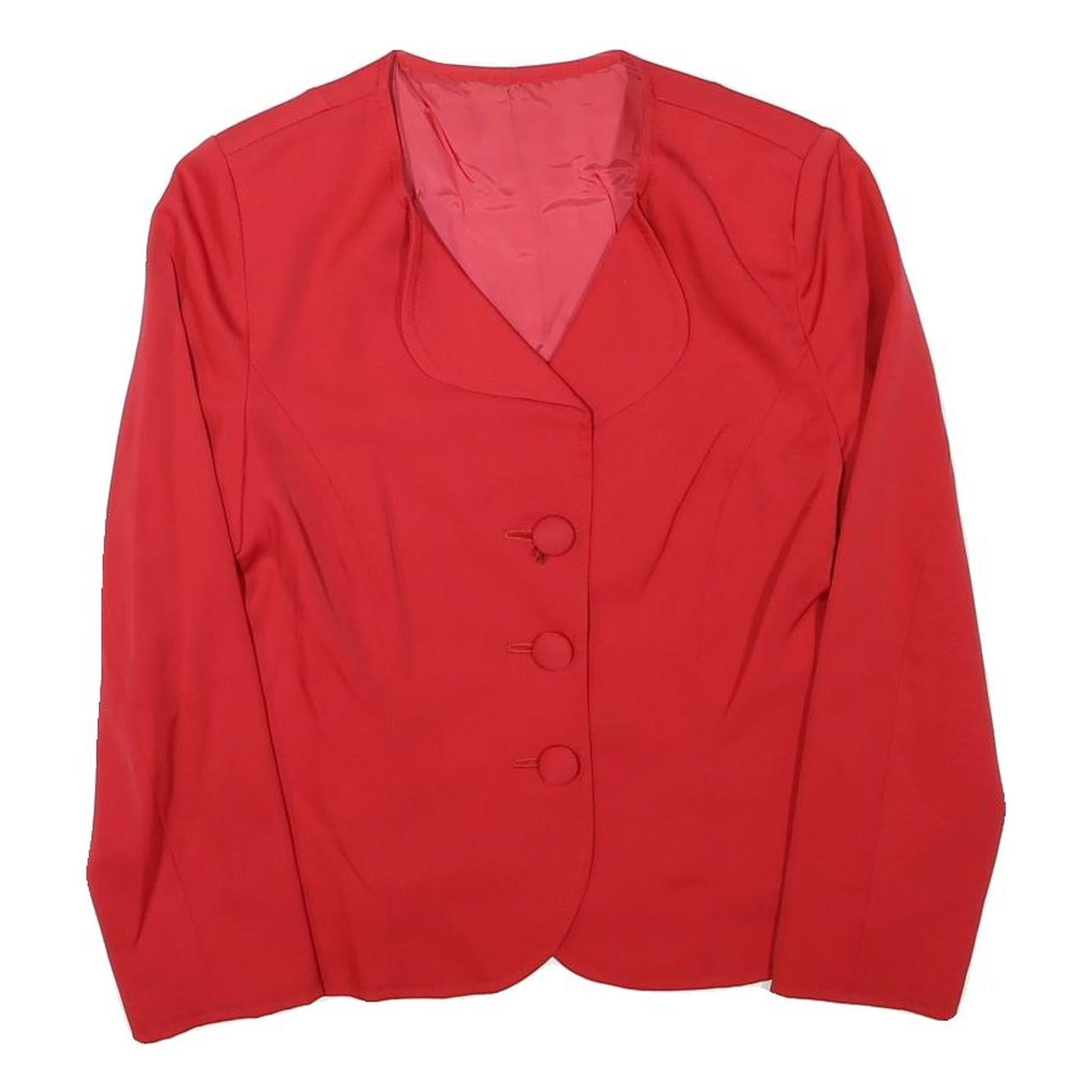 Womens Red Button Jacket XXS Polyester Blend Plain Classic Fit Stylish Refurbished - N/A refurbished available on Cerqular