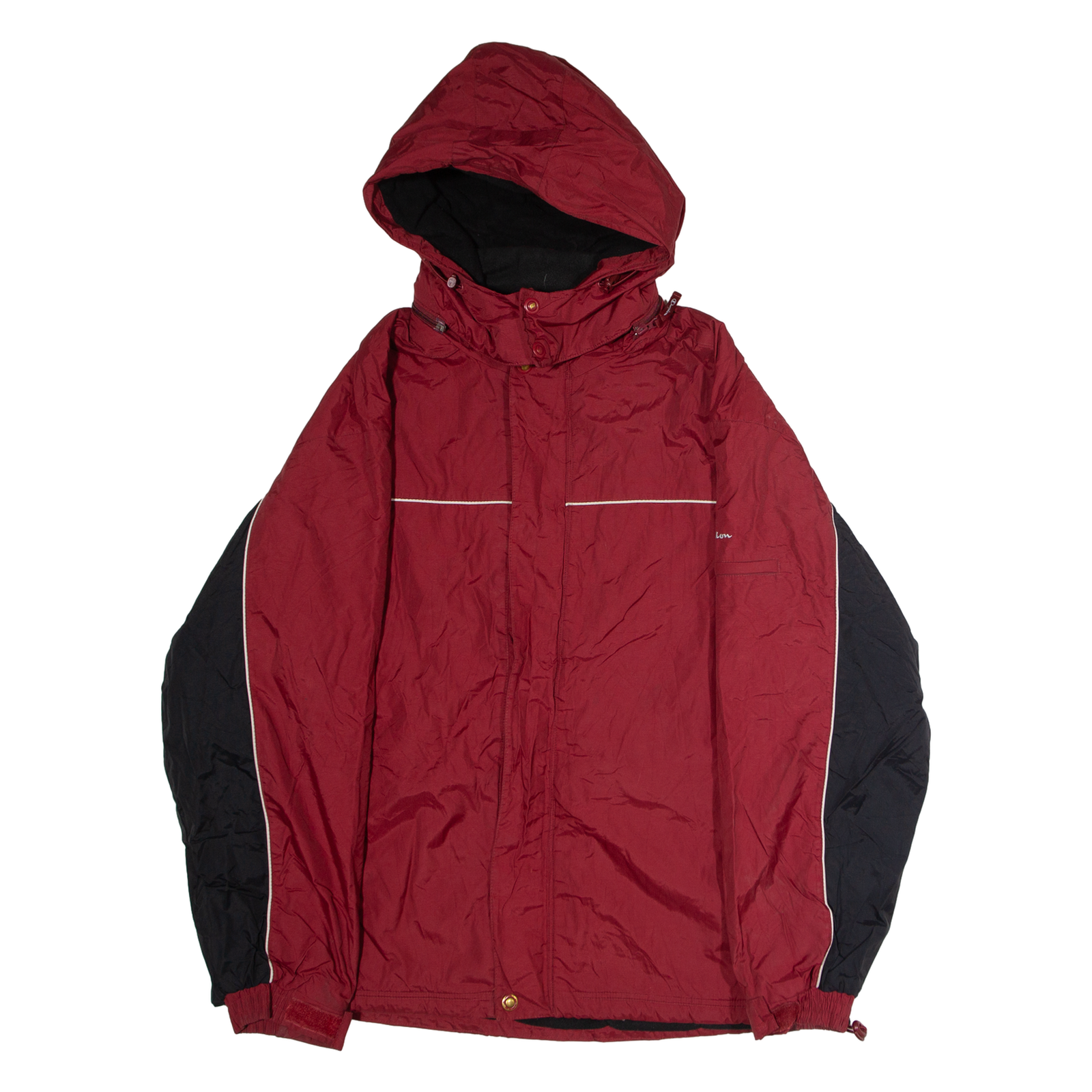 CHAMPION Fleece Lined Mens Jacket Red Nylon Hooded Colourblock XL Refurbished - N/A refurbished available on Cerqular
