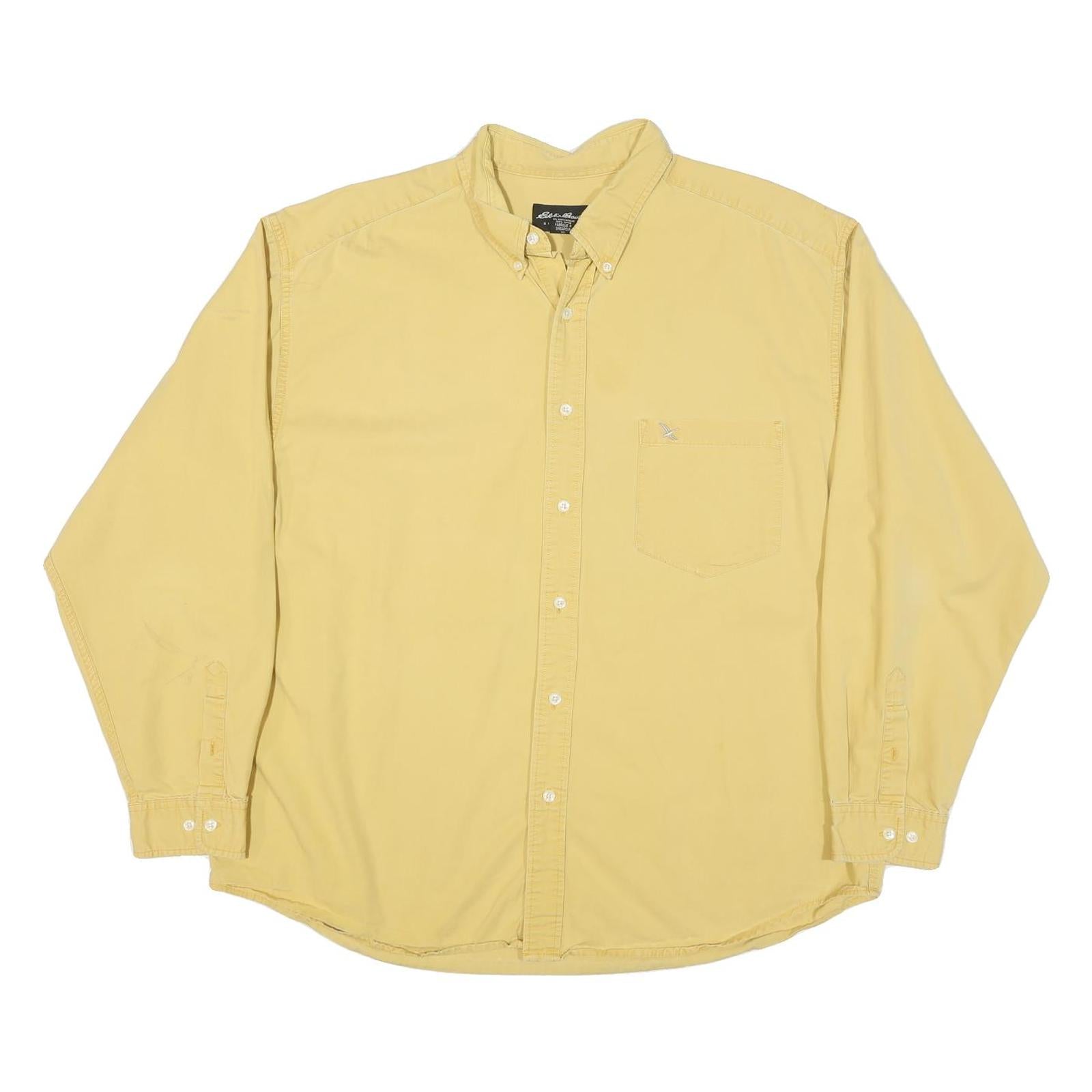 EDDIE BAUER Mens Yellow Cotton Blend Shirt XL Button Down Pocket Casual Refurbished - N/A refurbished available on Cerqular