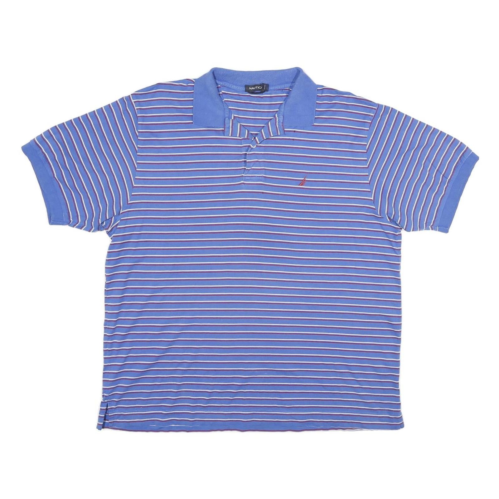 NAUTICA Mens Blue Striped Short Sleeve Polo Shirt XL Classic Cotton Summer Refurbished - N/A refurbished available on Cerqular