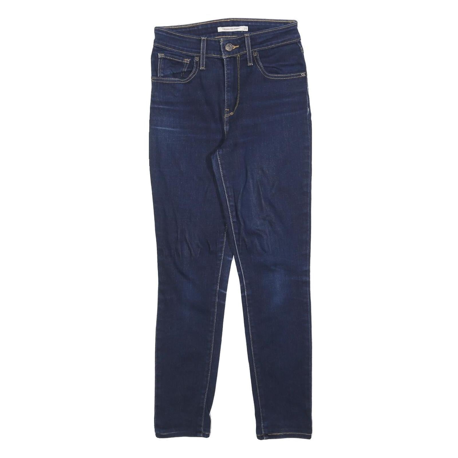 LEVI'S 721 Womens Jeans Blue Slim Skinny Denim Medium W25 L25 Stretch Zip Fasten Refurbished - N/A refurbished available on Cerqular