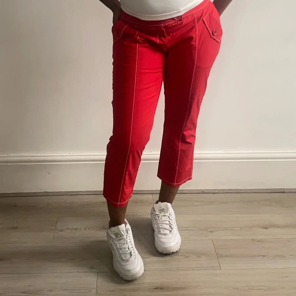 Moschino Cropped Trousers - 36W UK 14 Red Cotton Blend Refurbished - Thrifted (note: this is a term often used to describe second- refurbished available on Cerqular