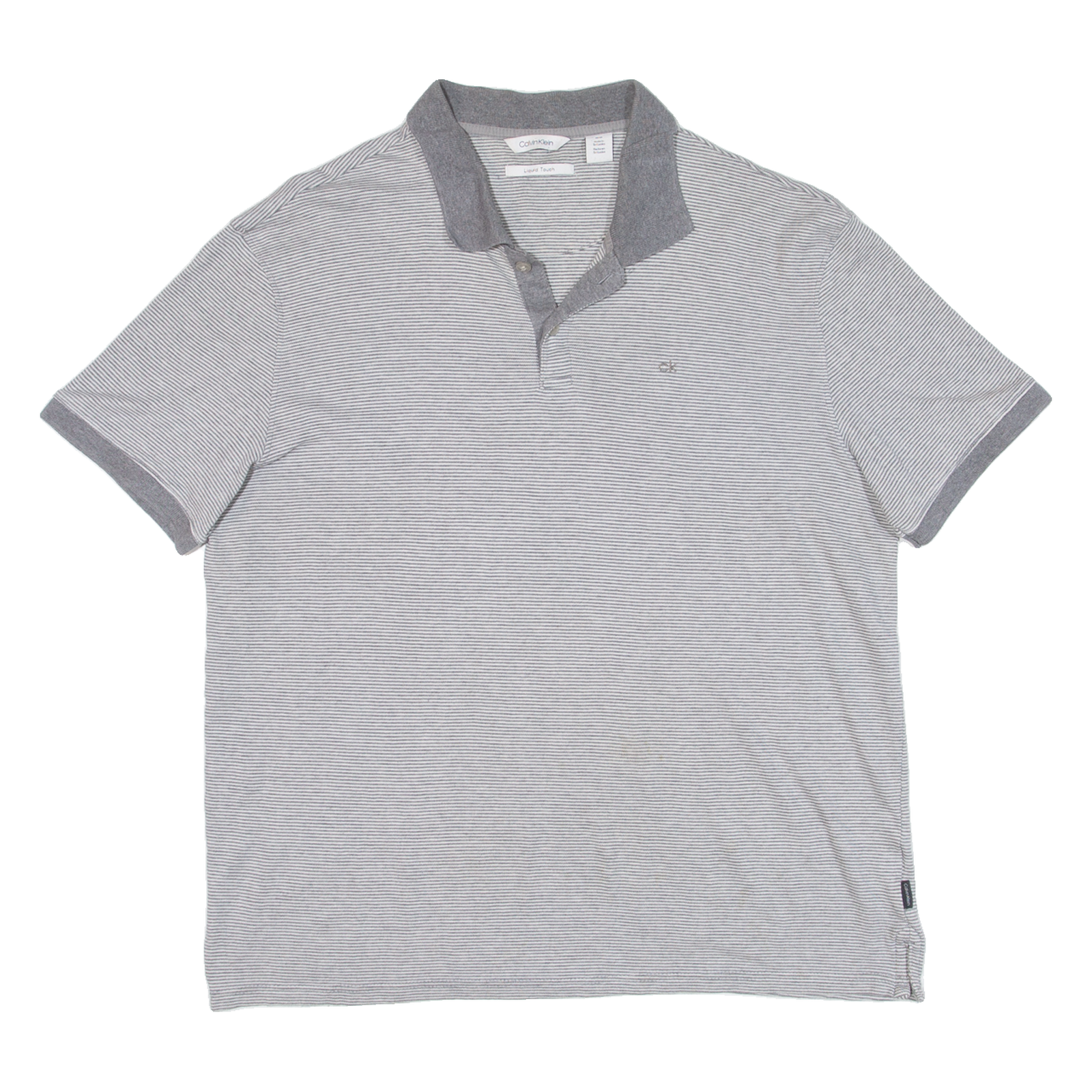 CALVIN KLEIN Mens Polo Shirt Grey Striped M Refurbished - N/A refurbished available on Cerqular