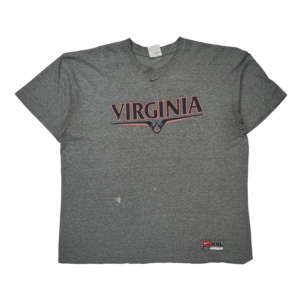 Nike College T-Shirt - 2XL Grey Cotton Refurbished - Thrifted (note: this is a term often used to describe second- refurbished available on Cerqular