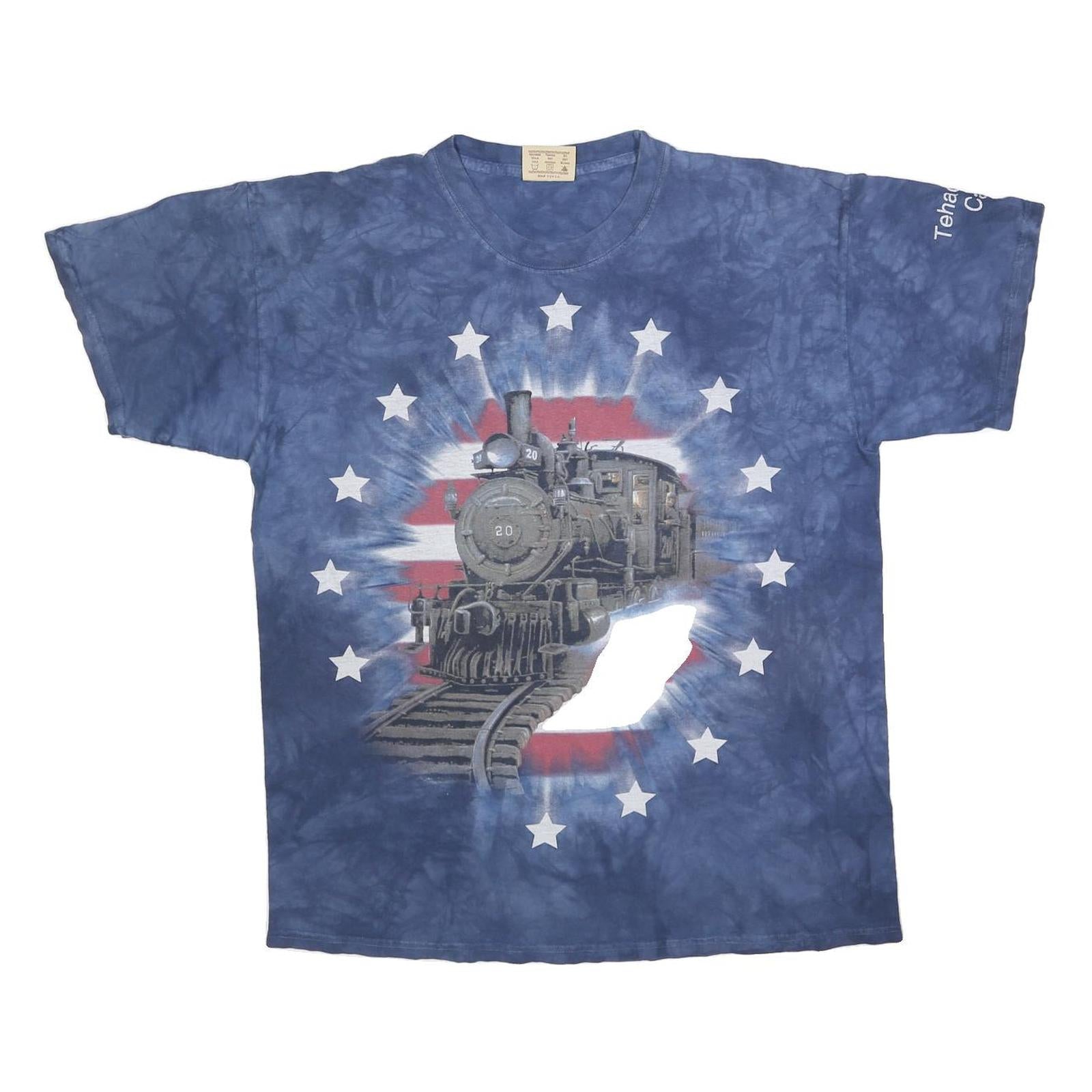 THE MOUNTAIN Mens Blue Tie Dye Graphic T-Shirt L Short Sleeve Crew Neck Unique Refurbished - N/A refurbished available on Cerqular