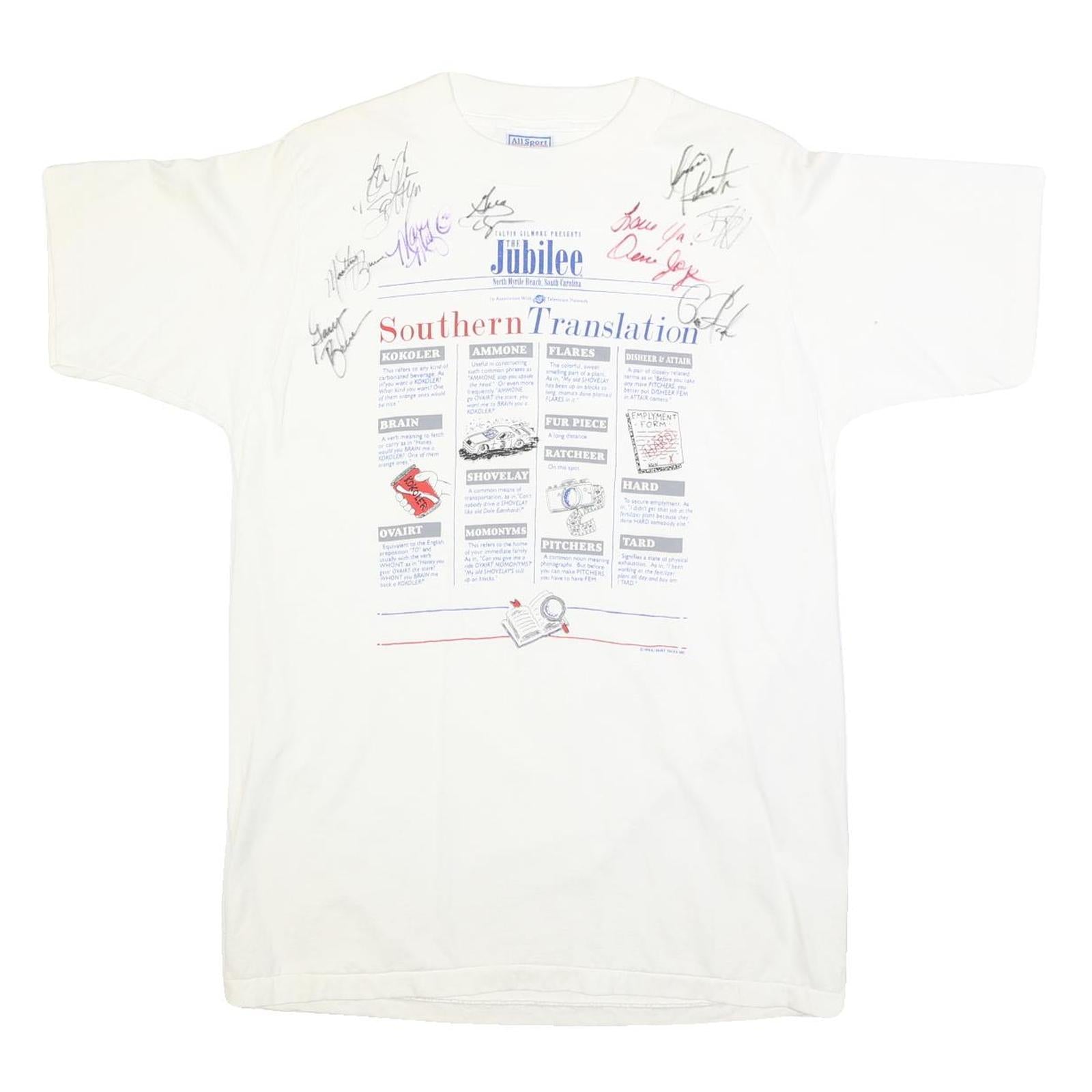ALL SPORT Mens White Southern Translation Graphic T-Shirt L Short Sleeve Crew Refurbished - N/A refurbished available on Cerqular