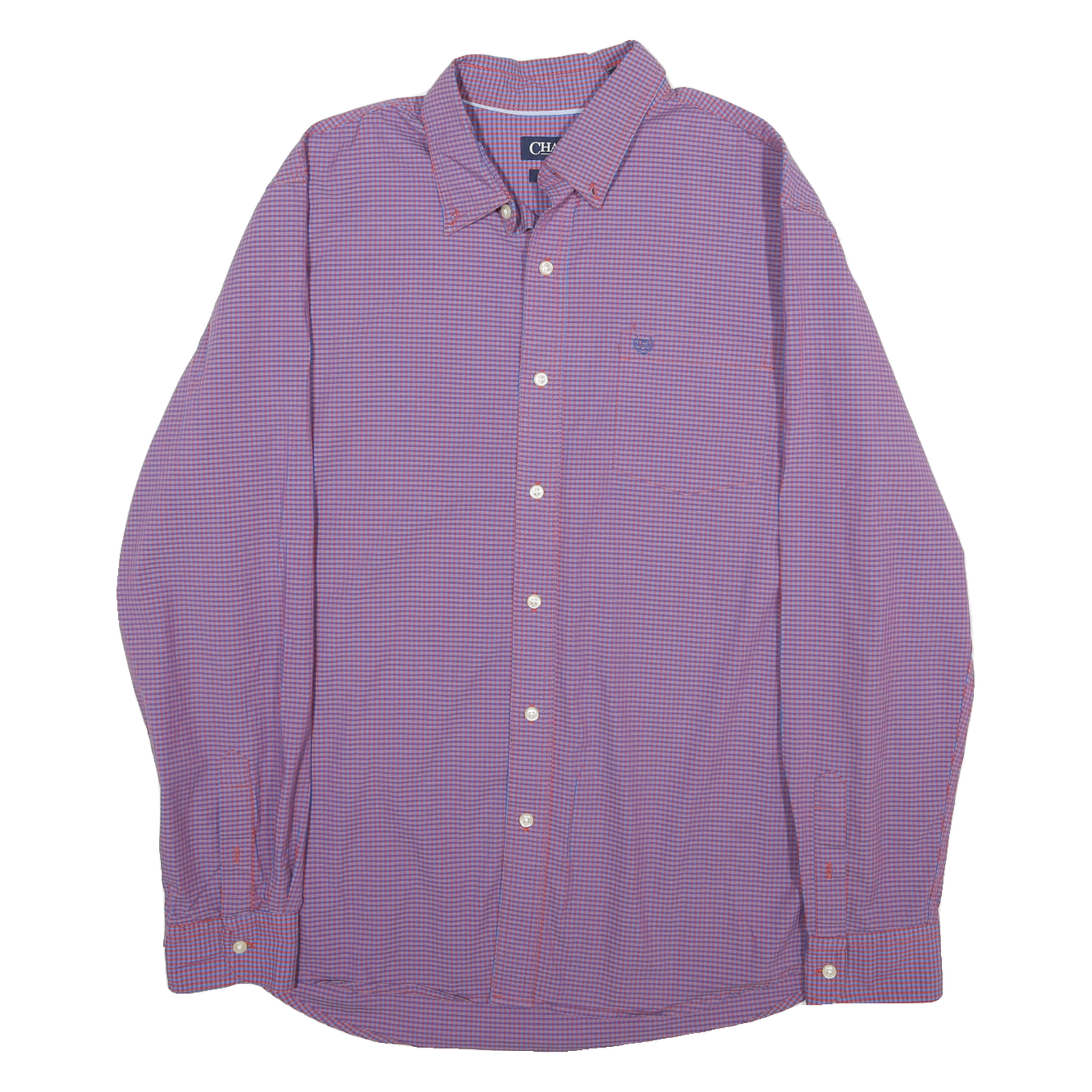 CHAPS Mens Purple & Blue Check Shirt XL Cotton Blend Casual Button Down Refurbished - N/A refurbished available on Cerqular