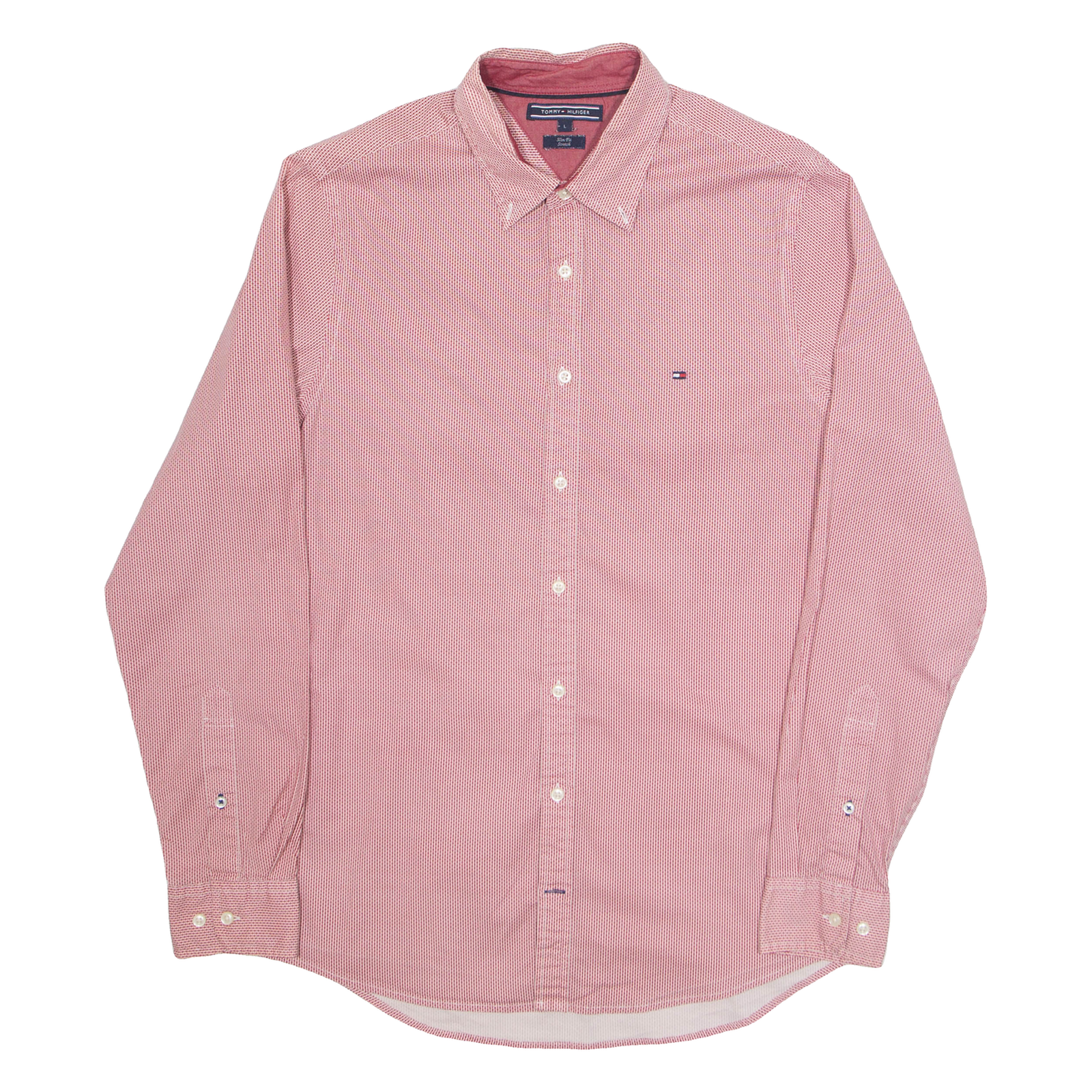 TOMMY HILFIGER Slim Fit Stretch Mens Shirt Red Geometric Long Sleeve L Refurbished - N/A refurbished available on Cerqular