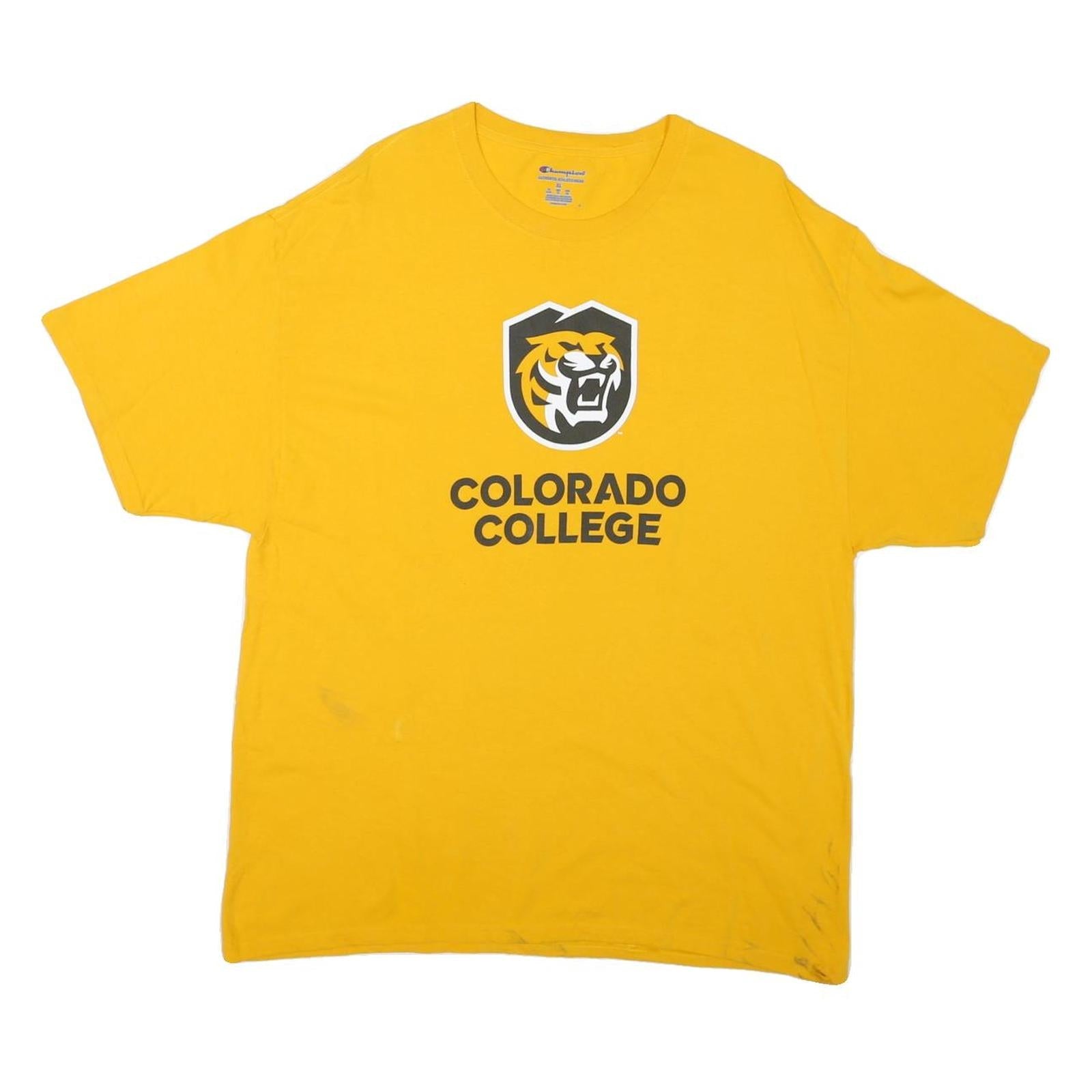 CHAMPION Mens Yellow Colorado College Graphic T-Shirt XL Short Sleeve Crew Neck Refurbished - N/A refurbished available on Cerqular