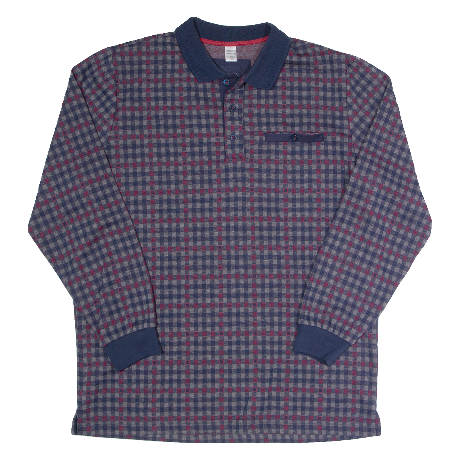 BABISTA Mens Polo Shirt Maroon Check Long Sleeve M Refurbished - N/A refurbished available on Cerqular