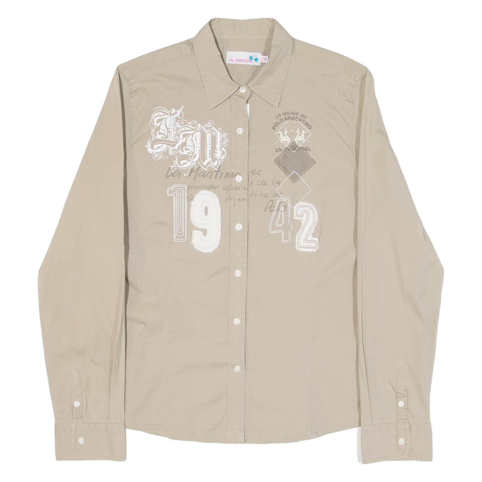 LA MARTINA Womens Plain Shirt Beige Long Sleeve S Refurbished - N/A refurbished available on Cerqular