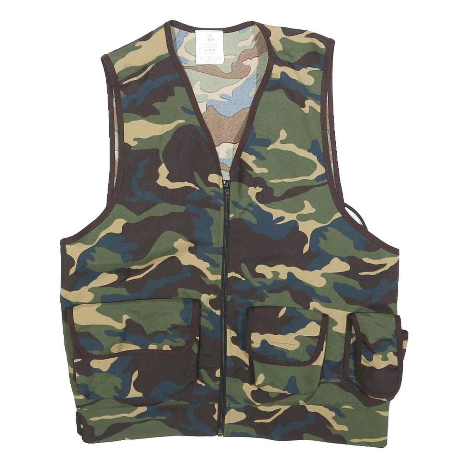 ORLOB Mens Green Camouflage Outdoor Vest One Size Polyester Jacket Zip Pockets Refurbished - N/A refurbished available on Cerqular
