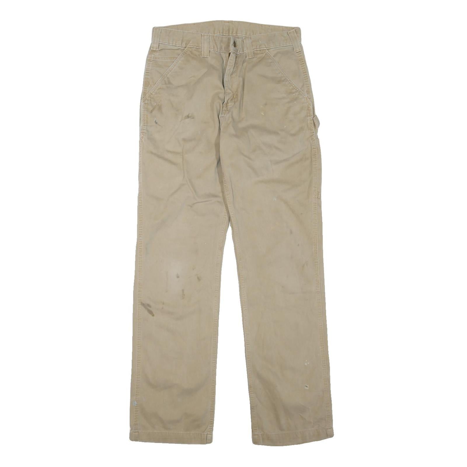 CARHARTT Mens Cotton Blend Beige Regular Straight Trousers W32 L32 Workwear Refurbished - N/A refurbished available on Cerqular