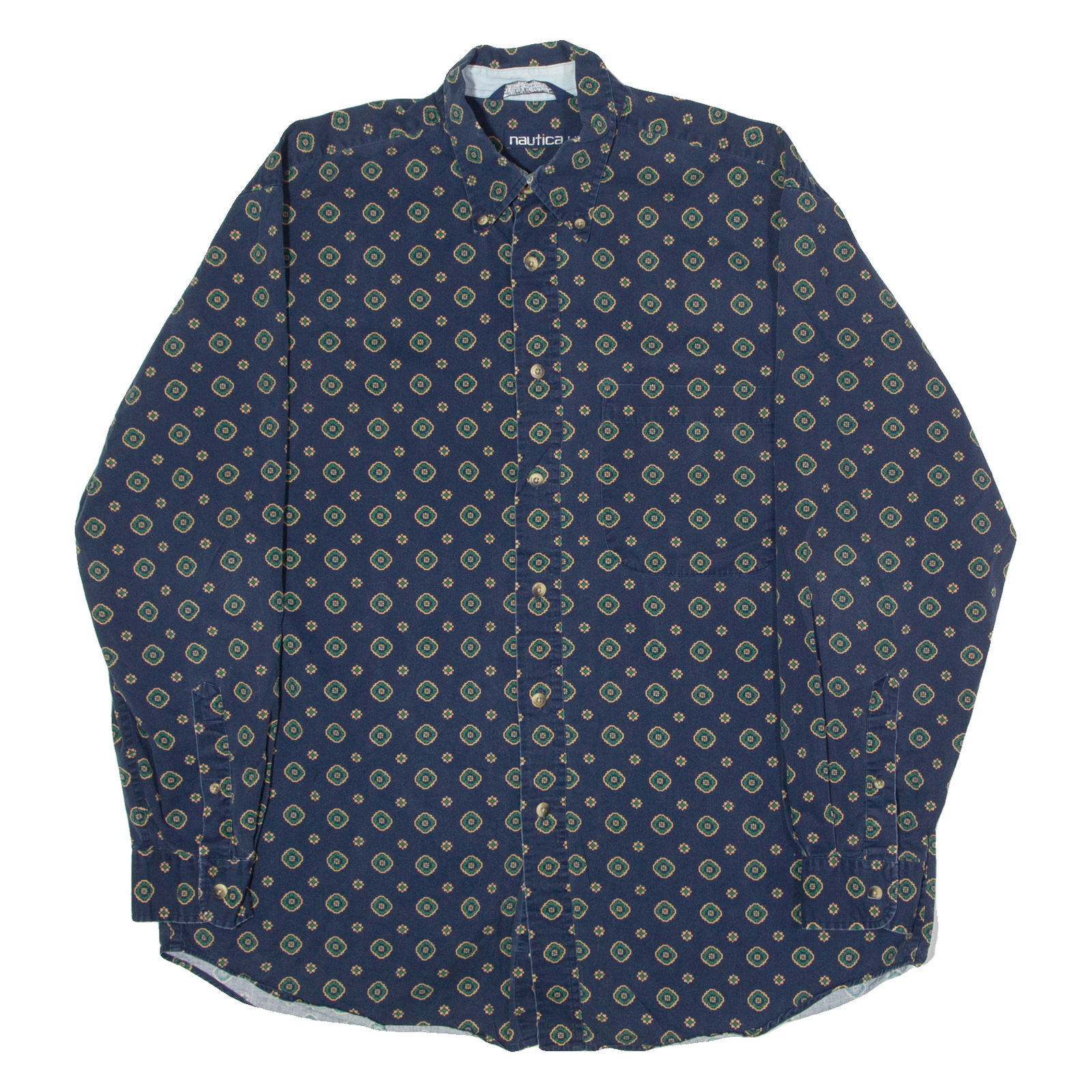 NAUTICA Mens Shirt Blue Geometric Long Sleeve L Refurbished - N/A refurbished available on Cerqular