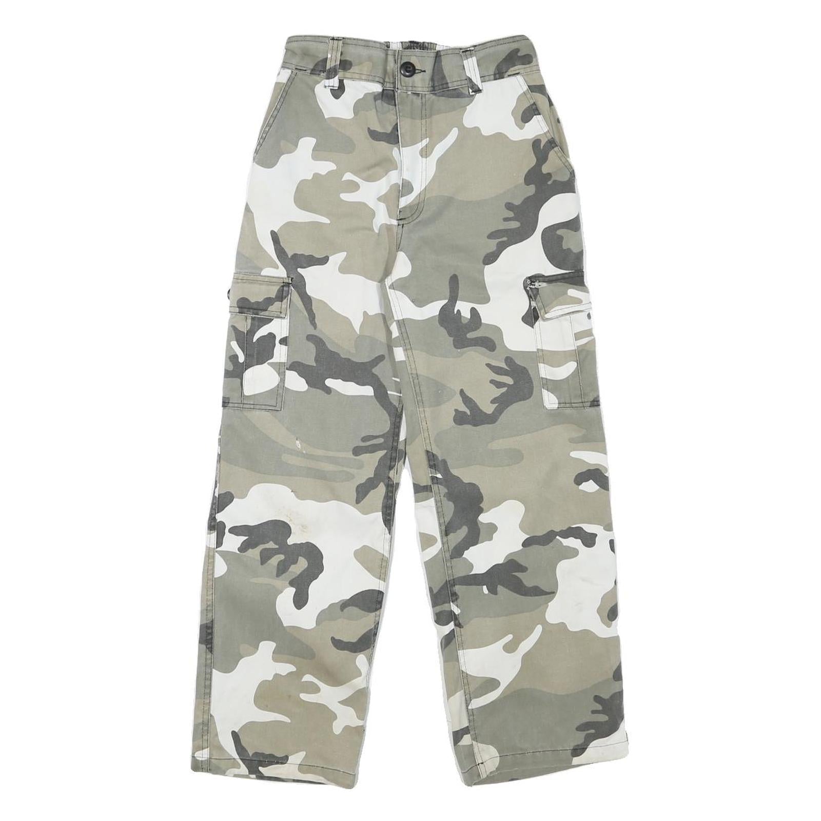 Womens Relaxed Fit Cotton Blend Grey & White Camouflage Cargo Trousers W24 L25 Refurbished - N/A refurbished available on Cerqular