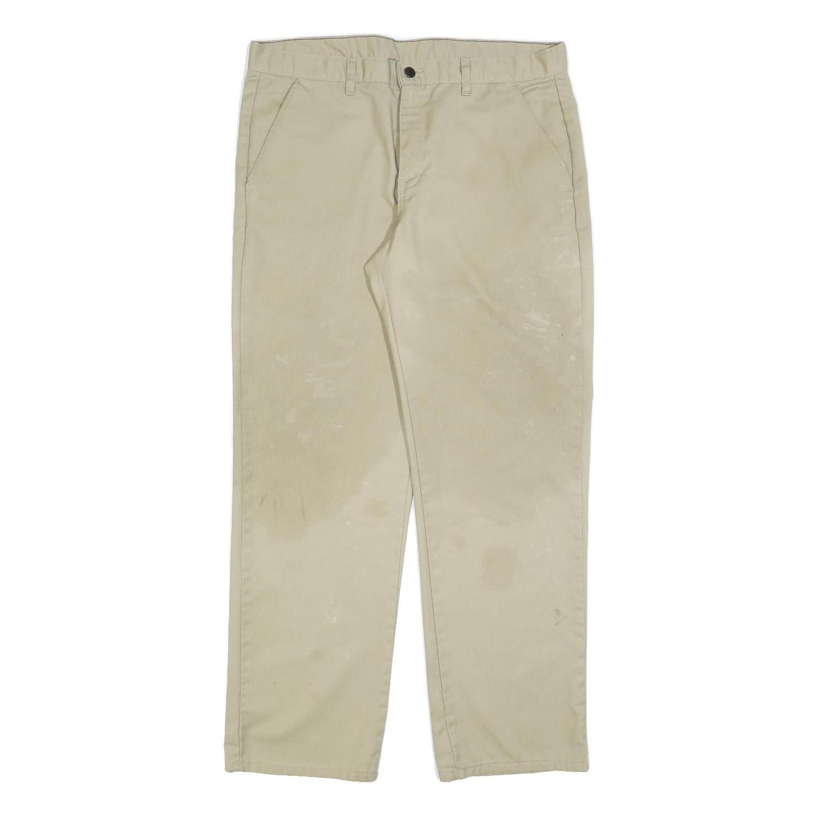 DICKIES Mens Cotton Blend Beige Trousers Regular Fit W36 L32 Classic Workwear Refurbished - N/A refurbished available on Cerqular