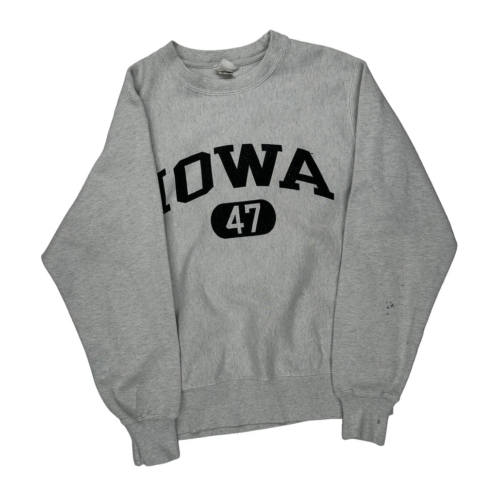 Reverse Weave Champion College Sweatshirt - Small Grey Cotton Refurbished - Thrifted (note: this is a term often used to describe second- refurbished available on Cerqular