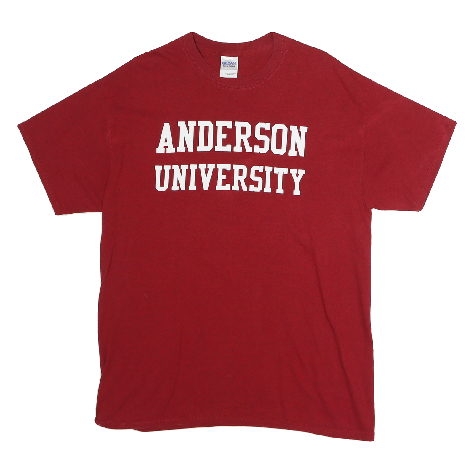 GILDAN Mens Red Anderson University Graphic T-Shirt L Short Sleeve Crew Neck Refurbished - N/A refurbished available on Cerqular