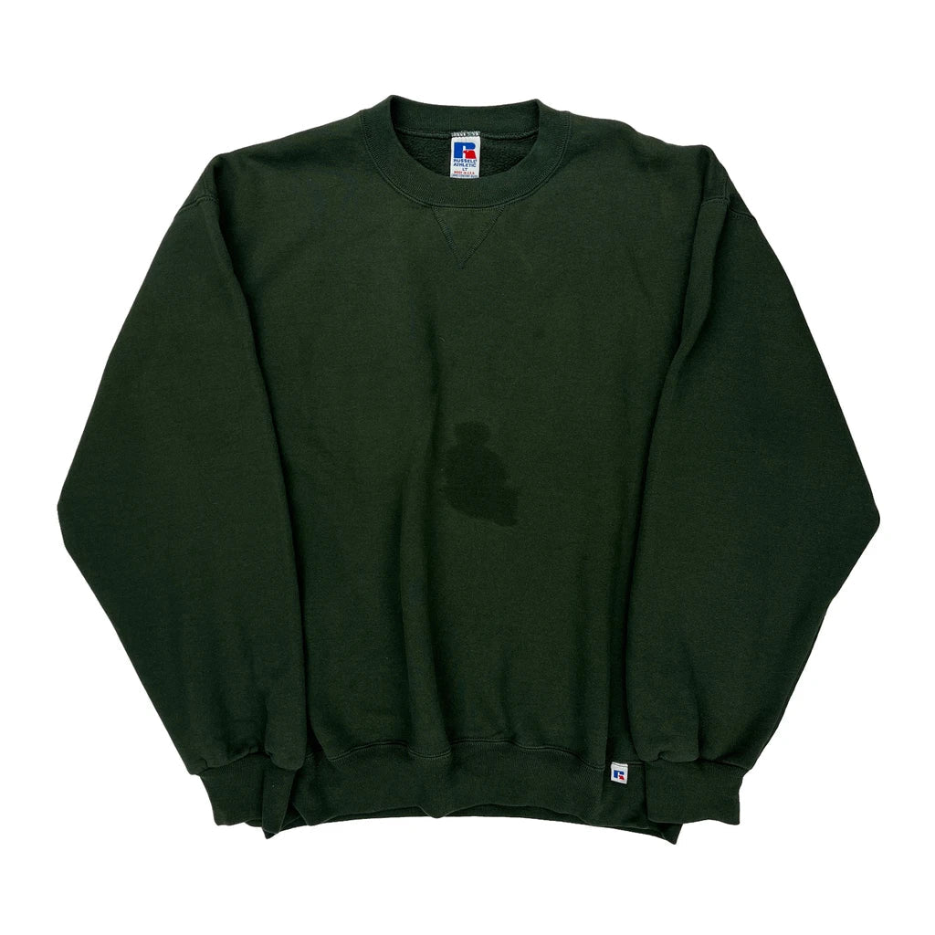 Russell Athletic Sweatshirt - Large Green Cotton Refurbished - Thrifted (note: this is a term often used to describe second- refurbished available on Cerqular