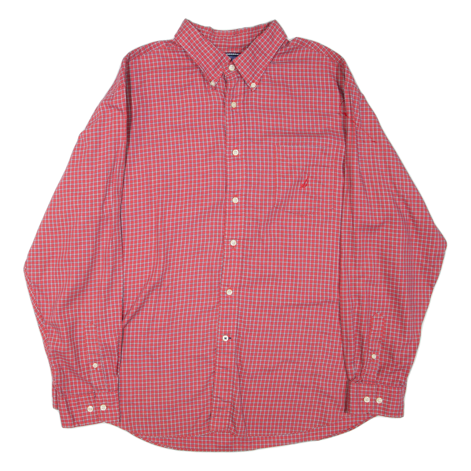 NAUTICA Mens Shirt Red Check Long Sleeve 2XL Refurbished - N/A refurbished available on Cerqular