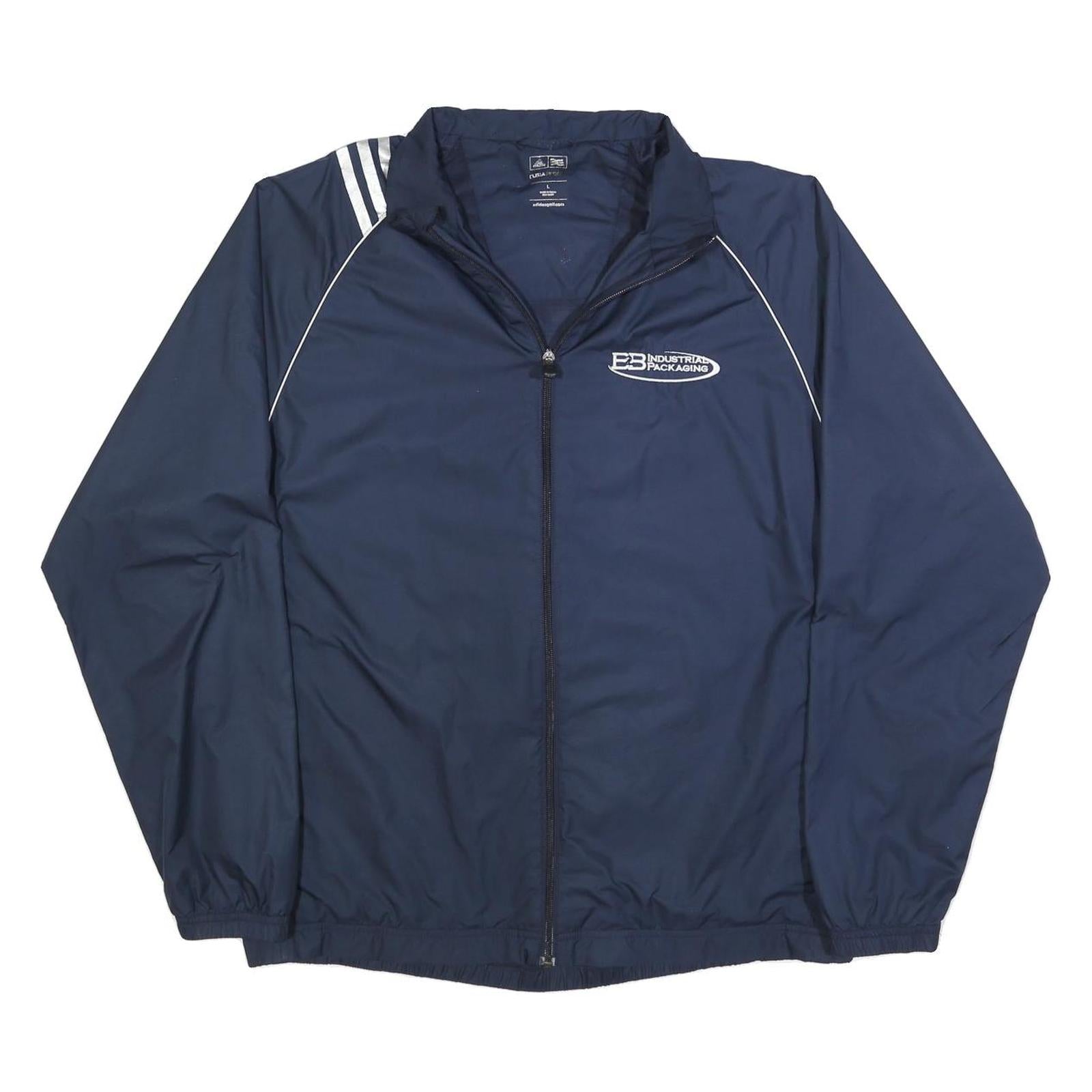ADIDAS Mens Navy Blue Industrial Packaging Logo Zip Up Jacket L Polyester Blend Refurbished - N/A refurbished available on Cerqular