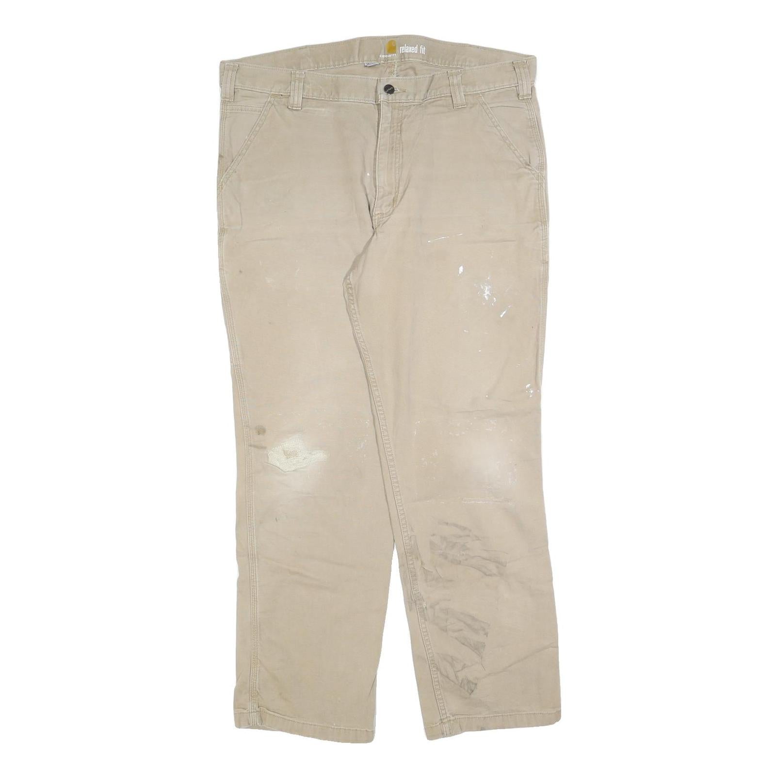 CARHARTT Mens Relaxed Fit Work Jeans Beige Cotton Blend W38 L32 Utility Pockets Refurbished - N/A refurbished available on Cerqular