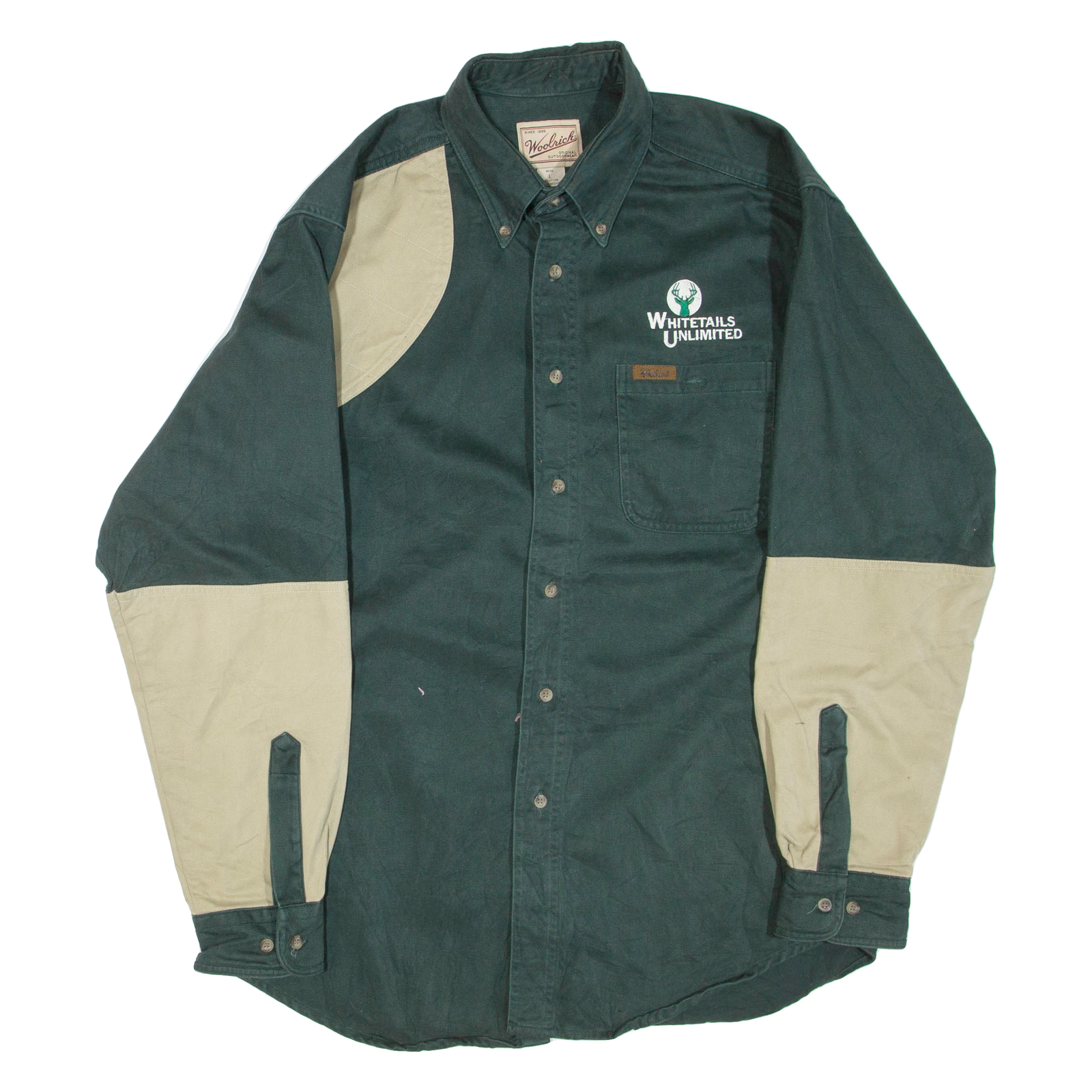 WOOLRICH Mens Plain Shirt Green Long Sleeve L Refurbished - N/A refurbished available on Cerqular
