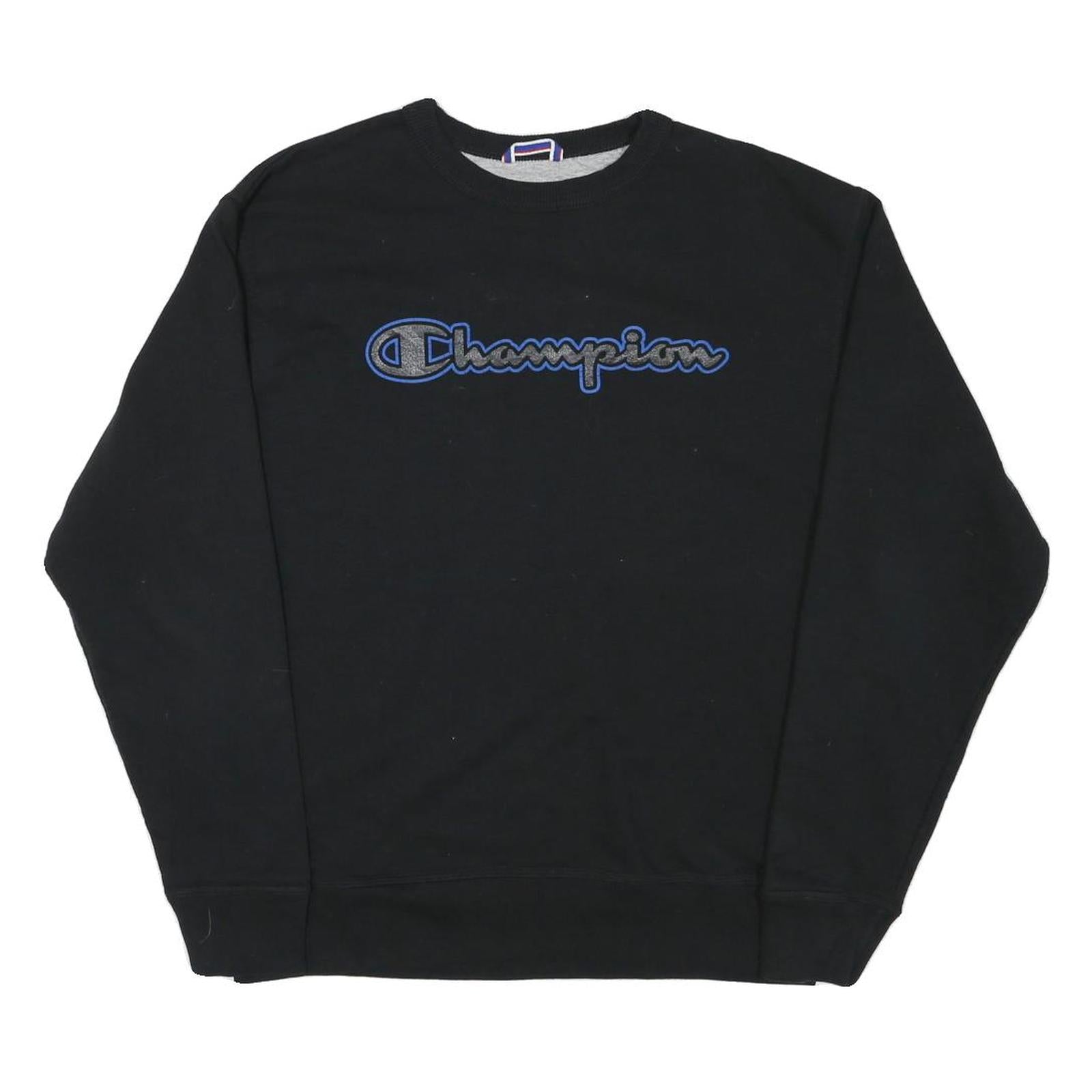 CHAMPION Mens Black Crew Neck M Cotton Blend Pullover Sweatshirt Refurbished - N/A refurbished available on Cerqular