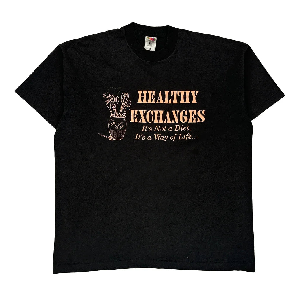 Fruit Of The Loom Single Stitch T-Shirt - XL Black Cotton Blend Refurbished - Thrifted (note: this is a term often used to describe second- refurbished available on Cerqular