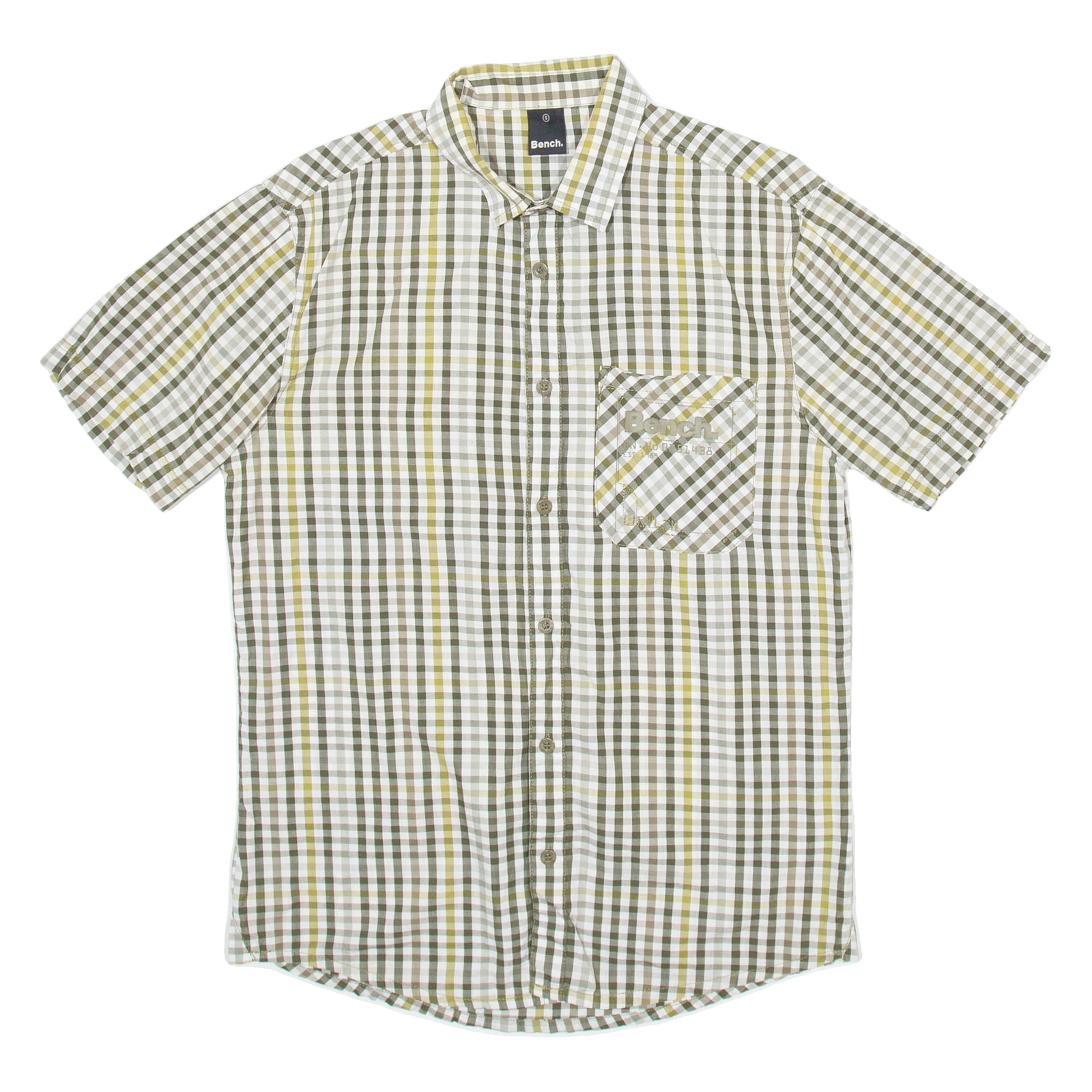 BENCH Mens Shirt Green Check S Refurbished - N/A refurbished available on Cerqular
