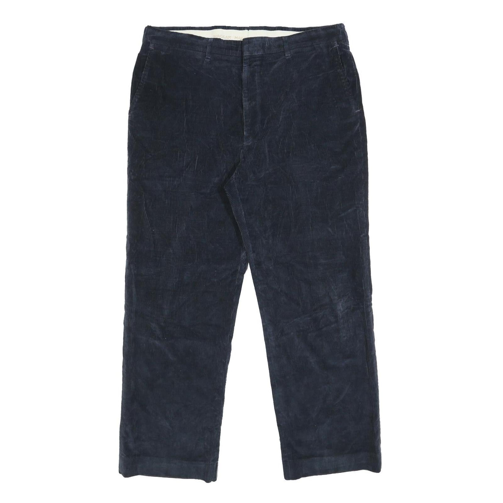 HAGGAR Mens Cotton Blend Navy Relaxed Straight Trousers W36 L30 Classic Casual Refurbished - N/A refurbished available on Cerqular