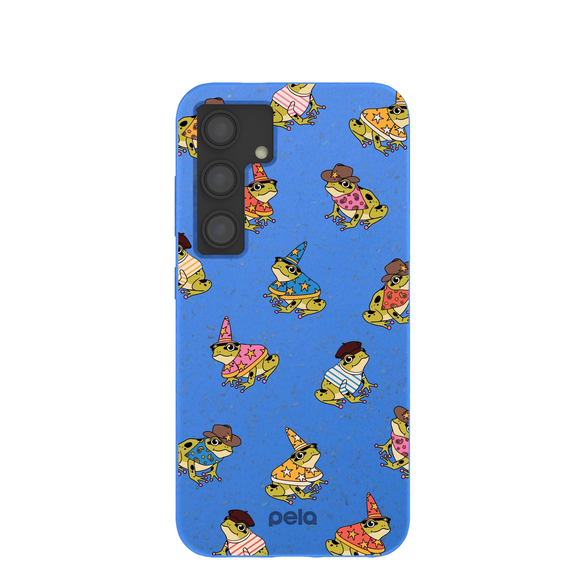 Electric Blue Fancy Frogs Samsung Galaxy S24 Case Refurbished - Pela Case refurbished available on Cerqular