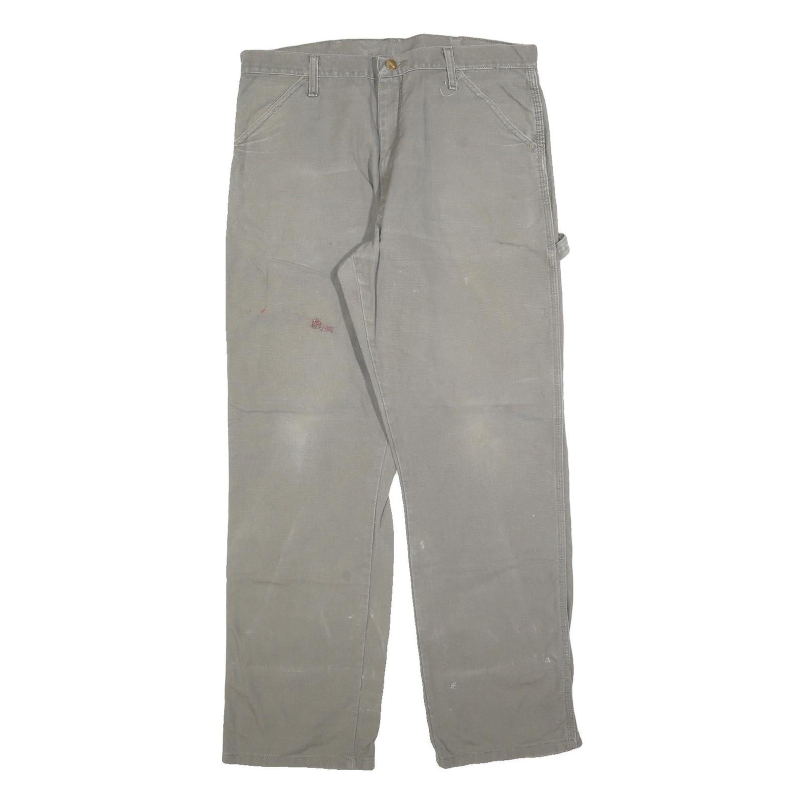 CARHARTT Mens Regular Fit Cotton Blend Grey Workwear Trousers W32 L32 Durable Refurbished - N/A refurbished available on Cerqular