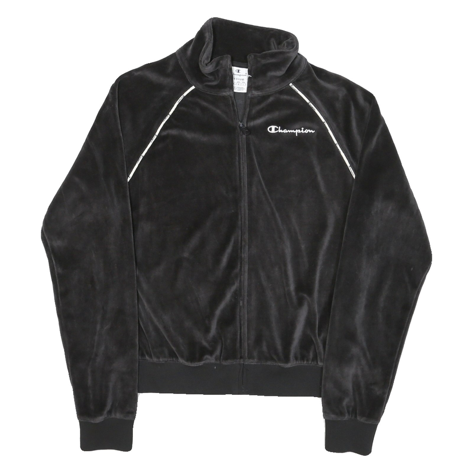 CHAMPION Womens Black Zip Jacket M Polyester Blend Plain Sports Casual Track Refurbished - N/A refurbished available on Cerqular