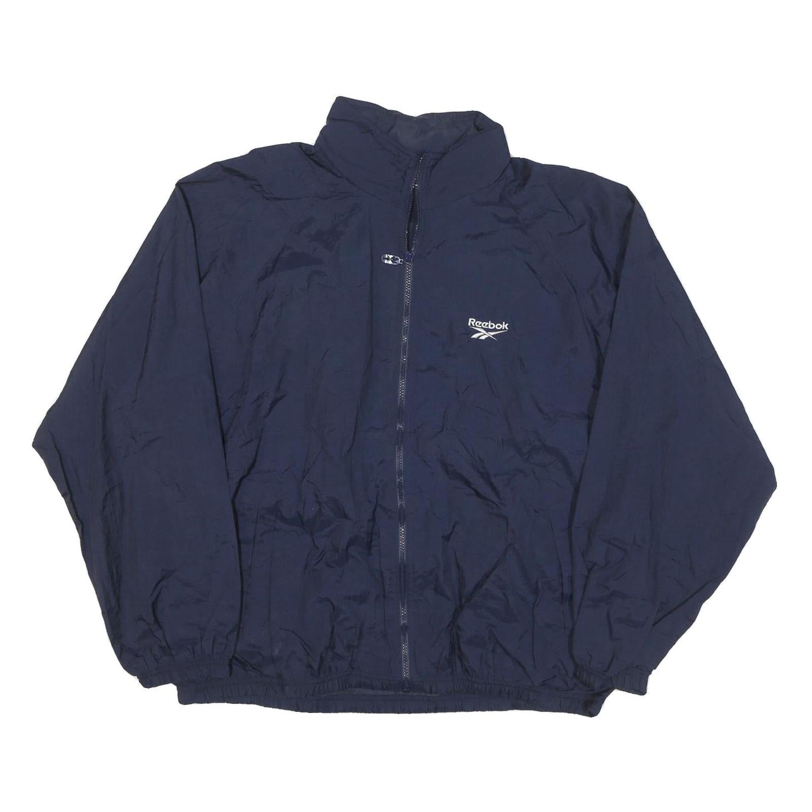 REEBOK Mens Navy Blue Training Zip Jacket XL Nylon Plain Sportswear Refurbished - N/A refurbished available on Cerqular